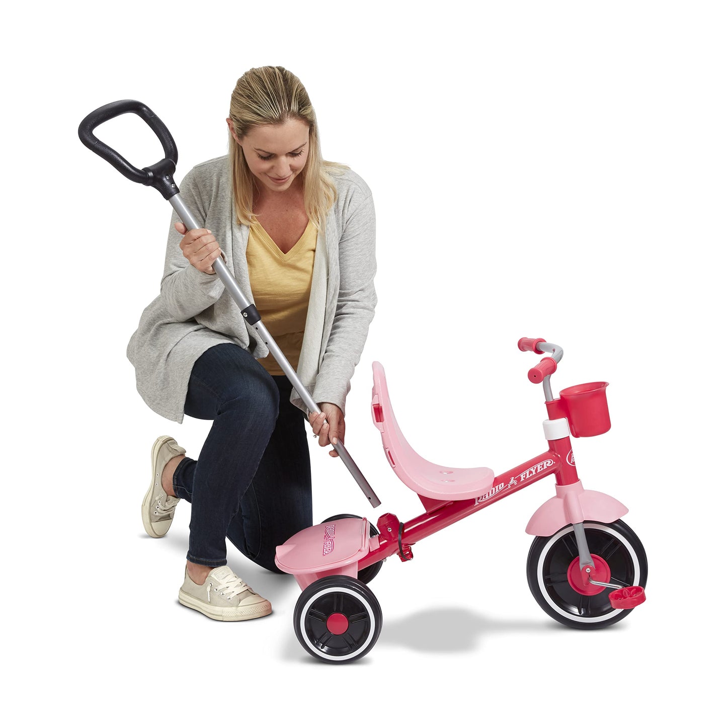 Radio Flyer Pedal &amp; Push 4-in-1 Stroll 'N Trike, Pink Tricycle, Tricycle for Toddlers Age 1-5, Toddler Bike (Amazon Exclusive), Large