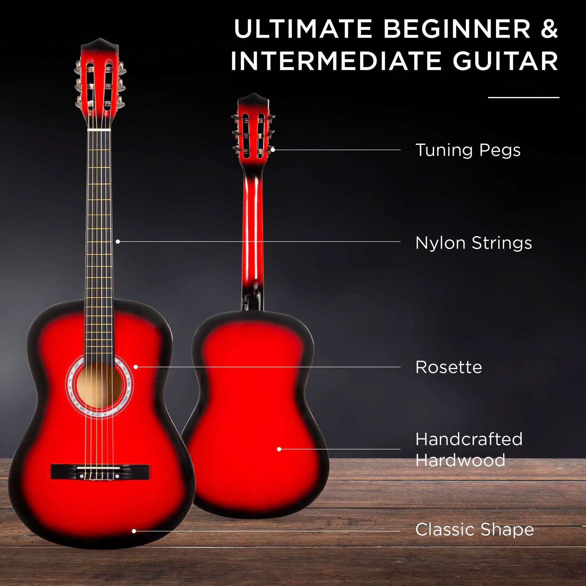 Best Choice Products 30in Kids Acoustic Guitar, All-in-One Beginner Starter Kit w/Strap, Case, Extra Strings, Rosette Inlay - Black