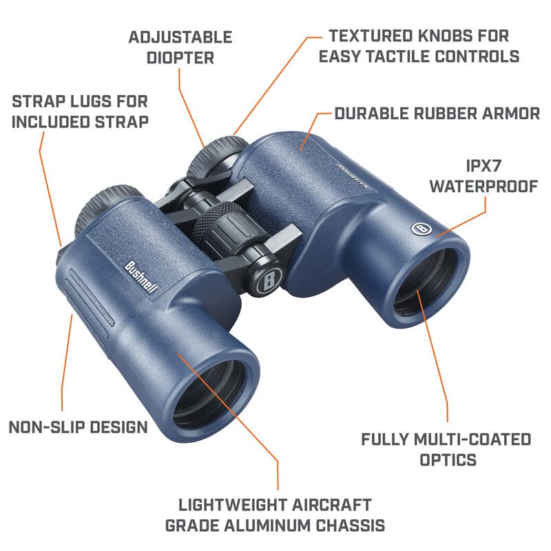 Bushnell H2O 7x50mm Binoculars, Waterproof and Fogproof Binoculars for Boating, Hiking, and Camping