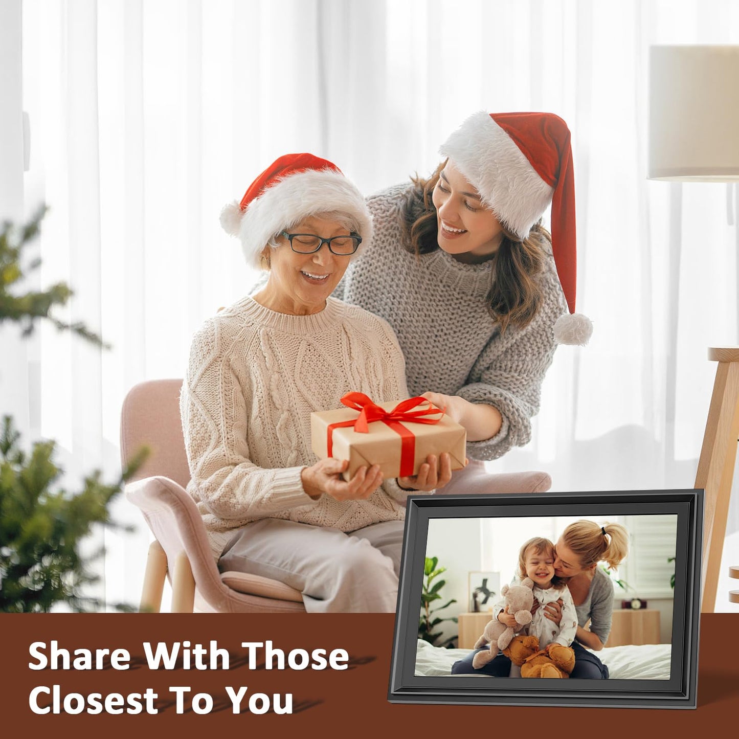 10.1 Inch WiFi Digital Picture Frame, 1280x800HD IPS Touch Screen Digital Photo Frame Electronic,16GB Memory, Auto-Rotate, Wall Mountable, Share Photos/Videos Instantly via Uhale App from Anywhere