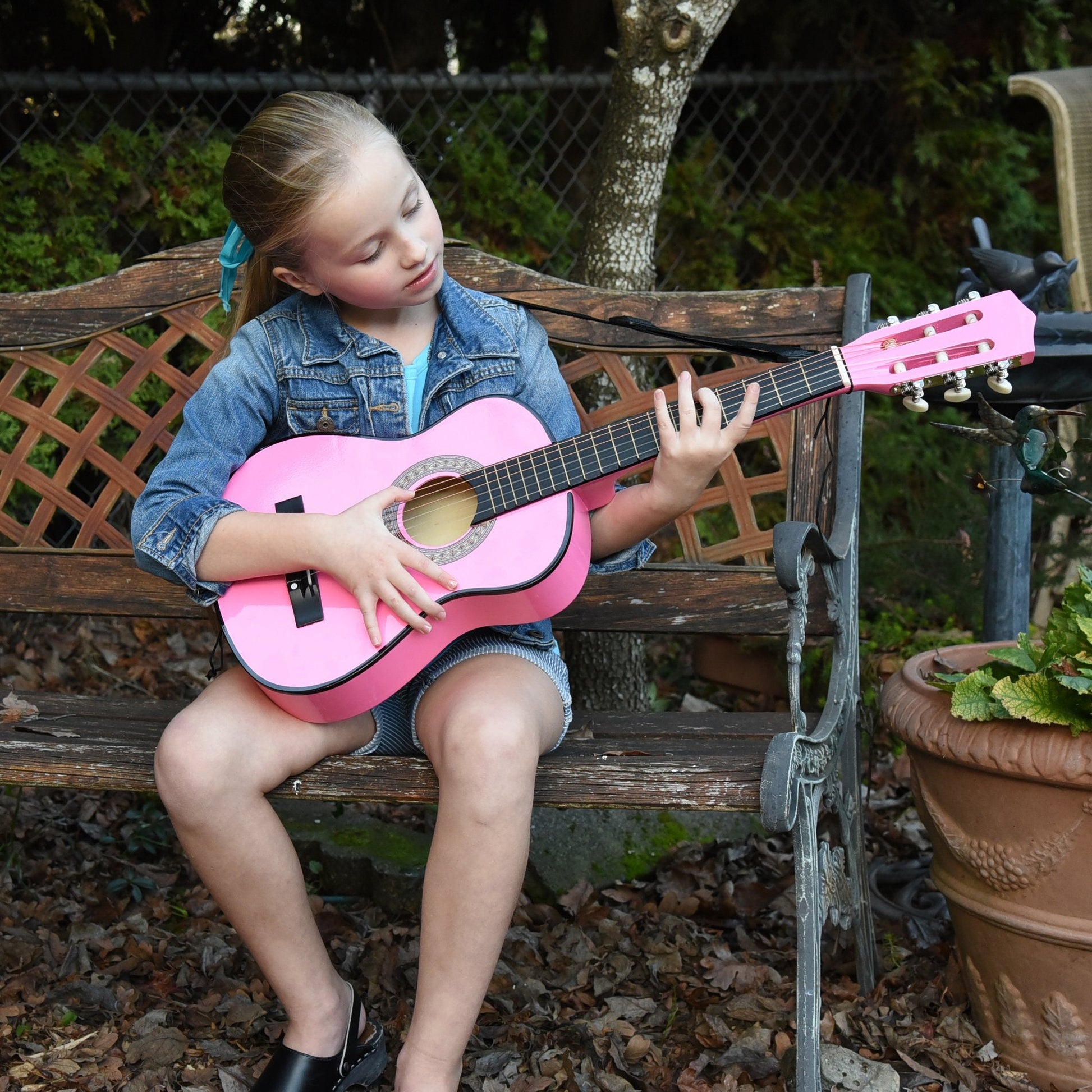 30" Left Handed Wood Guitar with Case and Accessories for Kids/Girls/Boys/Teens/Beginners (30", Black)