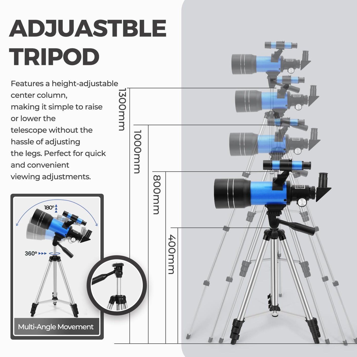 ESAKO Telescope for Adults &amp; Beginners, Astronomical Portable 80mm Aperture Telescope with Phone Adapter, Wireless Remote &amp; Carry Bag