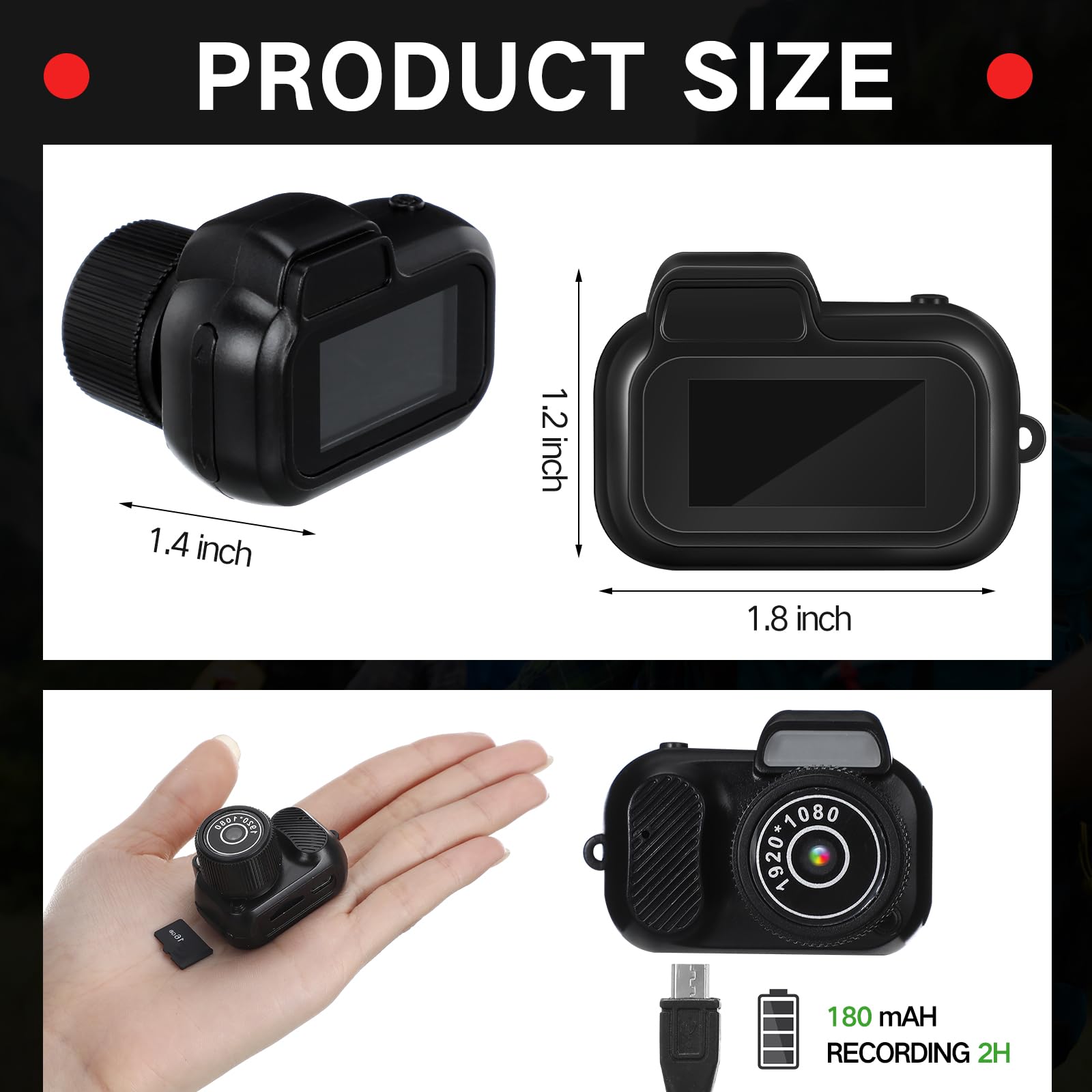 Mini Keychain Camera 1080p Small Retro Portable Photo Video Camera 100 Mins Battery Life Micro Video Camcorder for Travel Study Recording