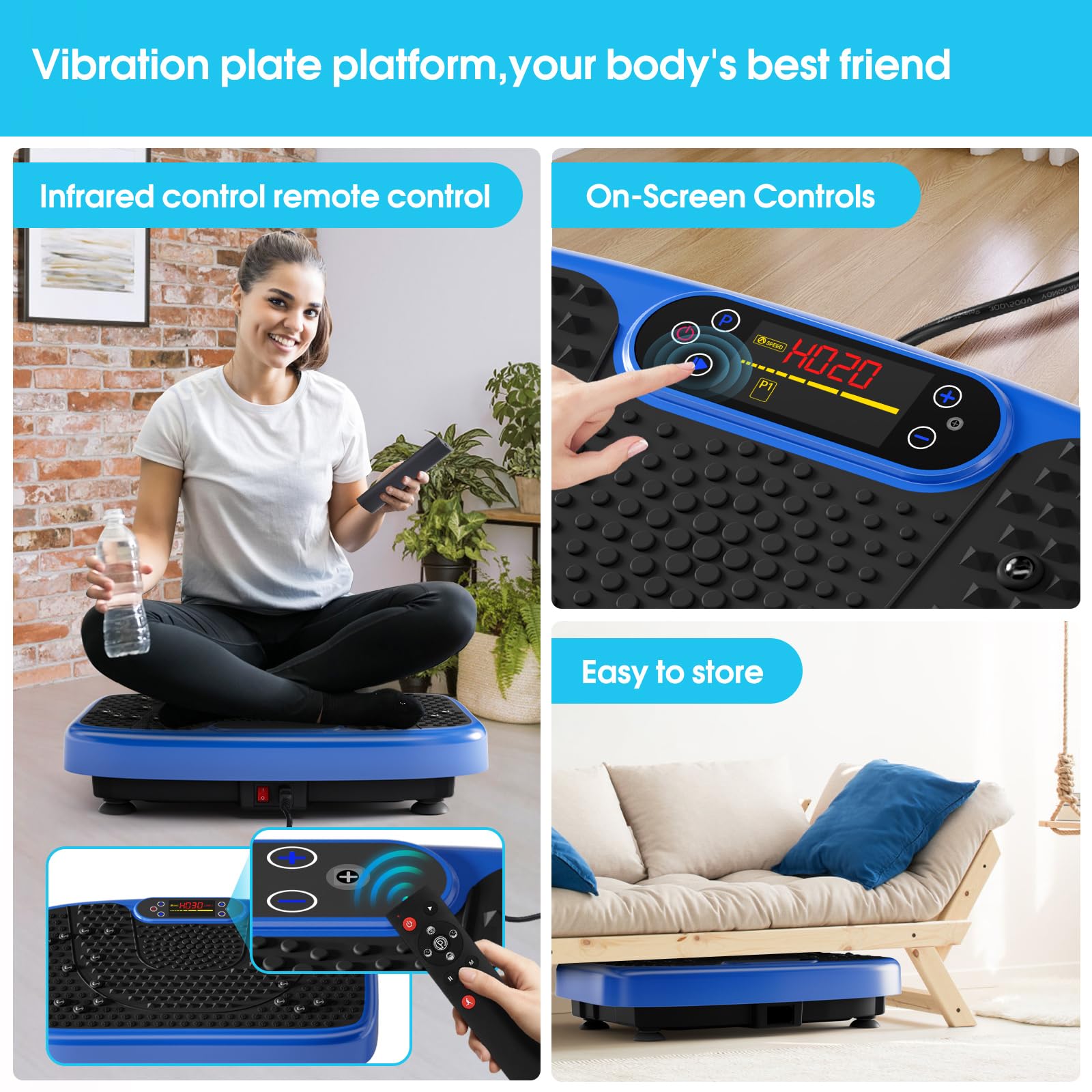 Vibration Plate Exercise Machine for Lymphatic Drainage Weight Loss,SoftGym Power Vibration Plate 300-400 Lbs Capacity Full Whole Body Workout Vibration Platform,Waver Vibration Plate for Home Fitness