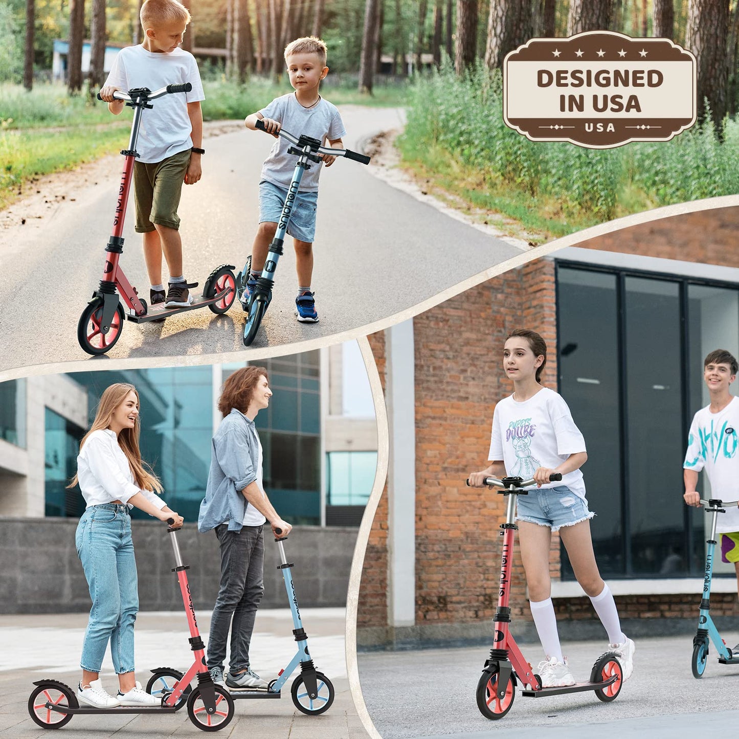 Kick Scooter for Ages 6+,Kid, Teens &amp; Adults. Max Load 240 LBS. Foldable, Lightweight, 8IN Big Wheels for Kids, Teen and Adults, 4 Adjustable Levels. Bearing ABEC9