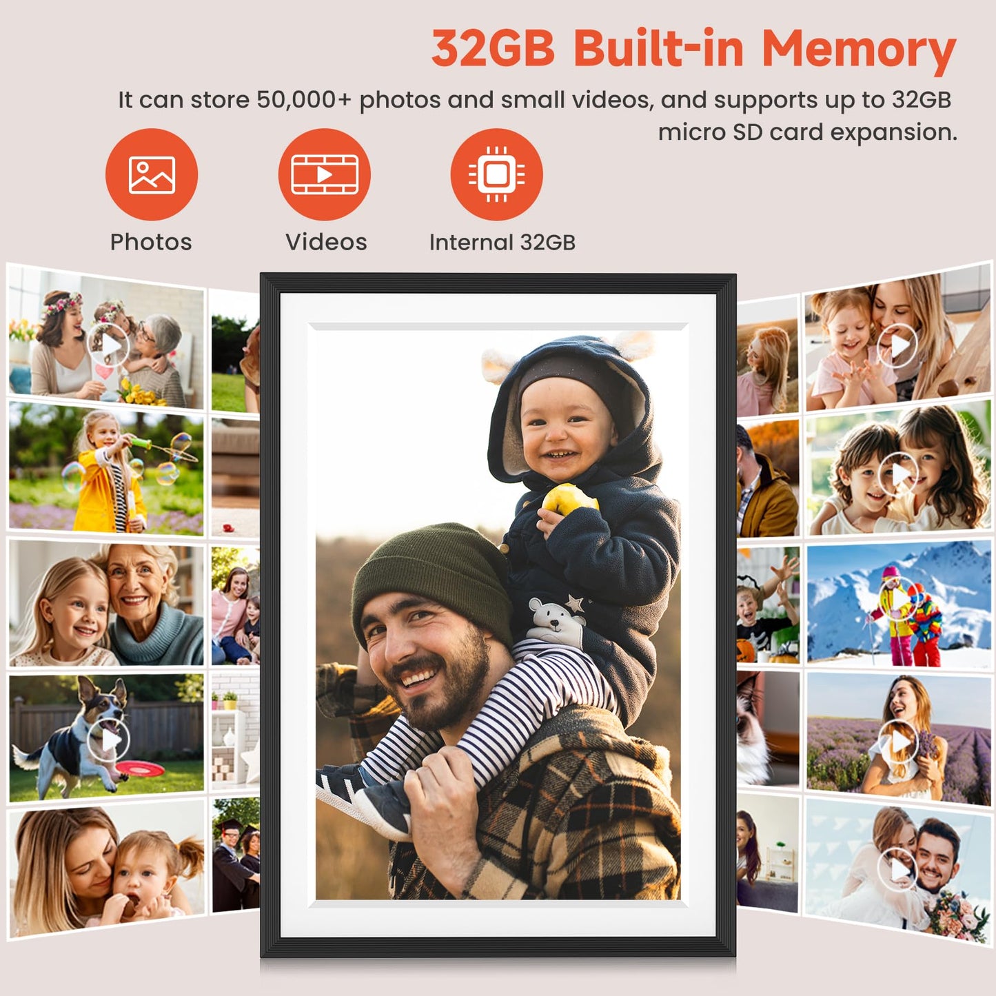 Frameo 10.1" WiFi Digital Picture Frame with 32GB Memory, 1280 x 800 IPS HD Touch Screen Electronic Photo Frame, Auto-Rotate, Slideshow, Wall Mountable, Share Photos/Video Remotely Anywhere