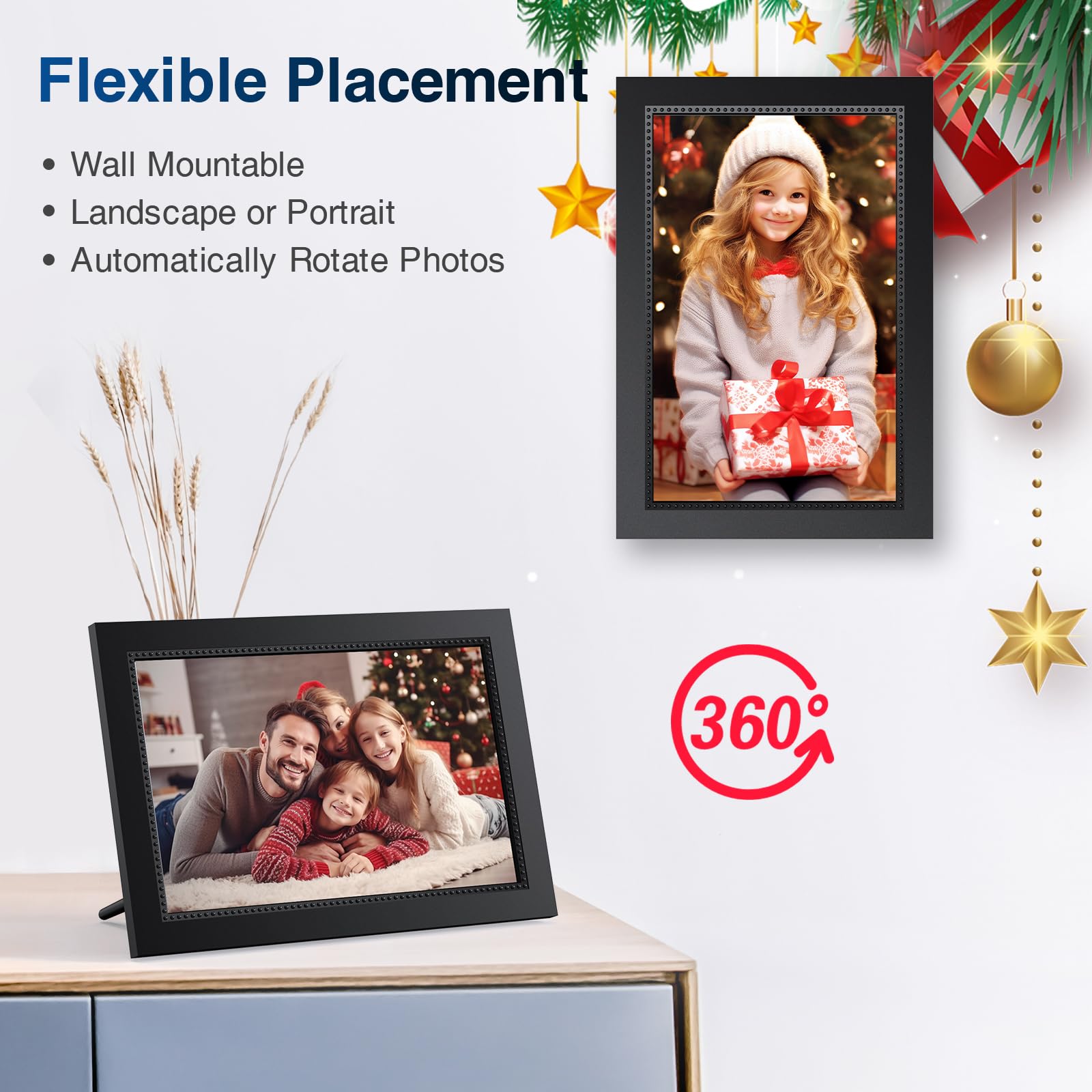 Digital Picture Frame 10.1 Inch WiFi Digital Photo Frame,1280 * 800 HD IPS Touch Screen Smart Cloud Photo Frame, to Share Photos Or Videos Remotely Via APP Email (Black)