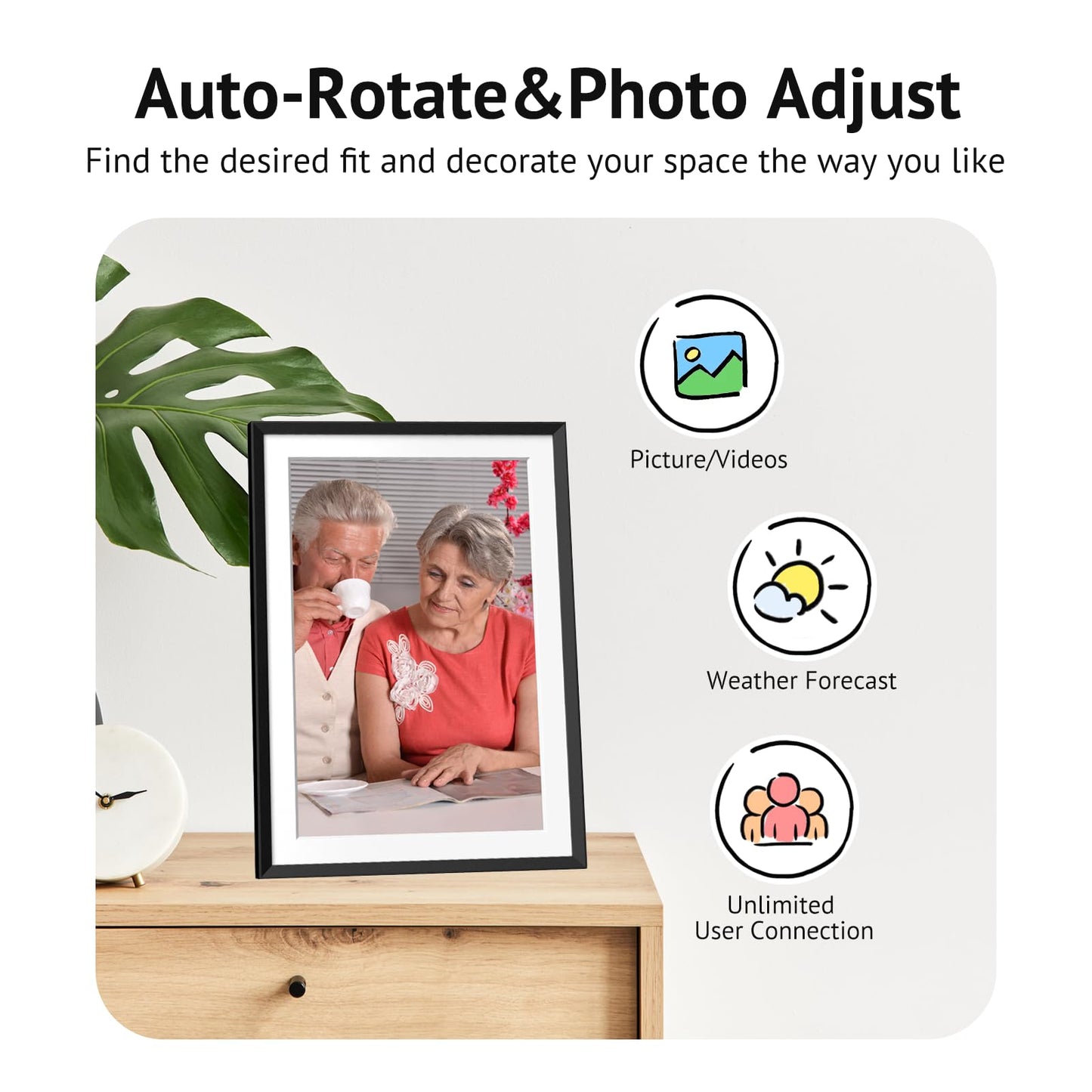 10.1'' Digital Picture Frame with 32GB Storage, Digital Photo Frame with 1280x800 IPS Touch Screen, Share Photos/Videos and Send Best Wishes via Free App