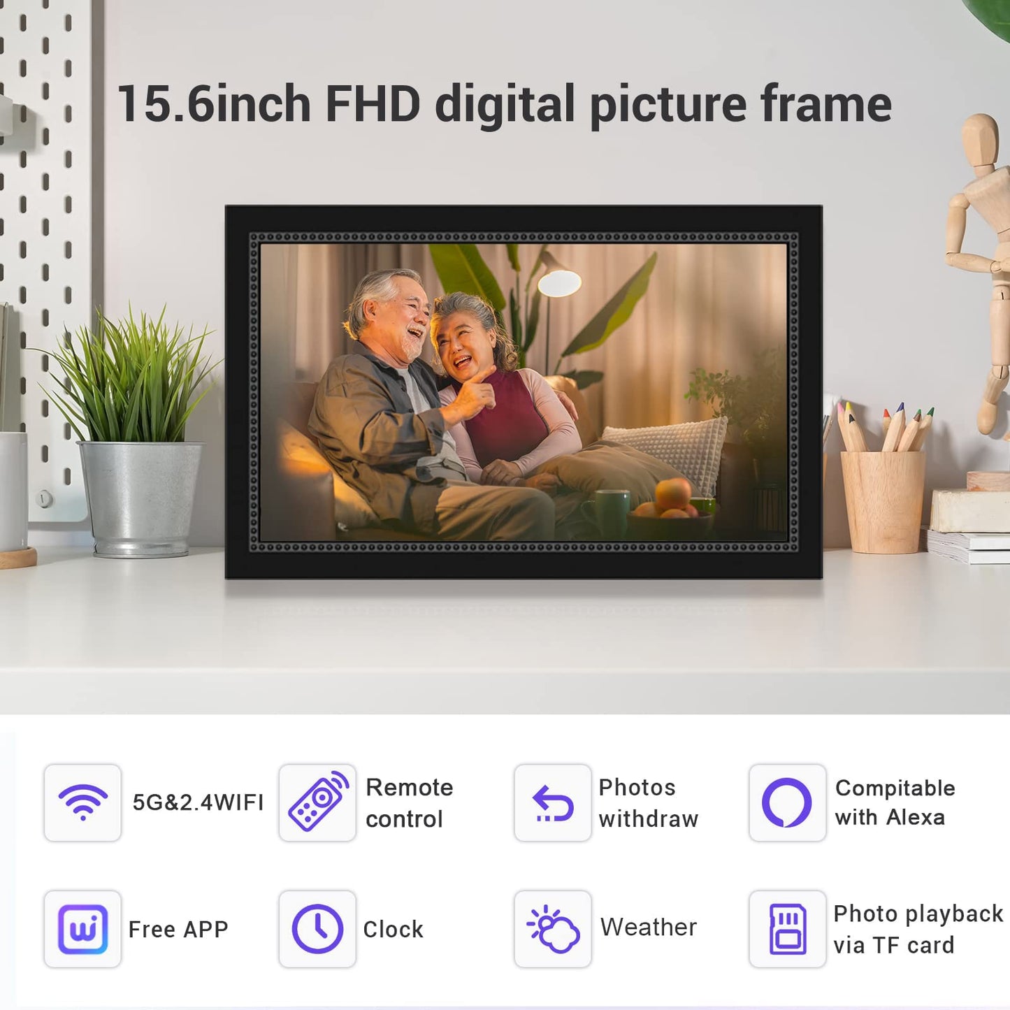 10.1'' Digital Picture Frame，Smart Digital Photo Frame with 1280x800 IPS Touch Screen, Auto-Rotate and Slideshow, Easy Setup to Share Moments Via APP from Anywhere Anytime