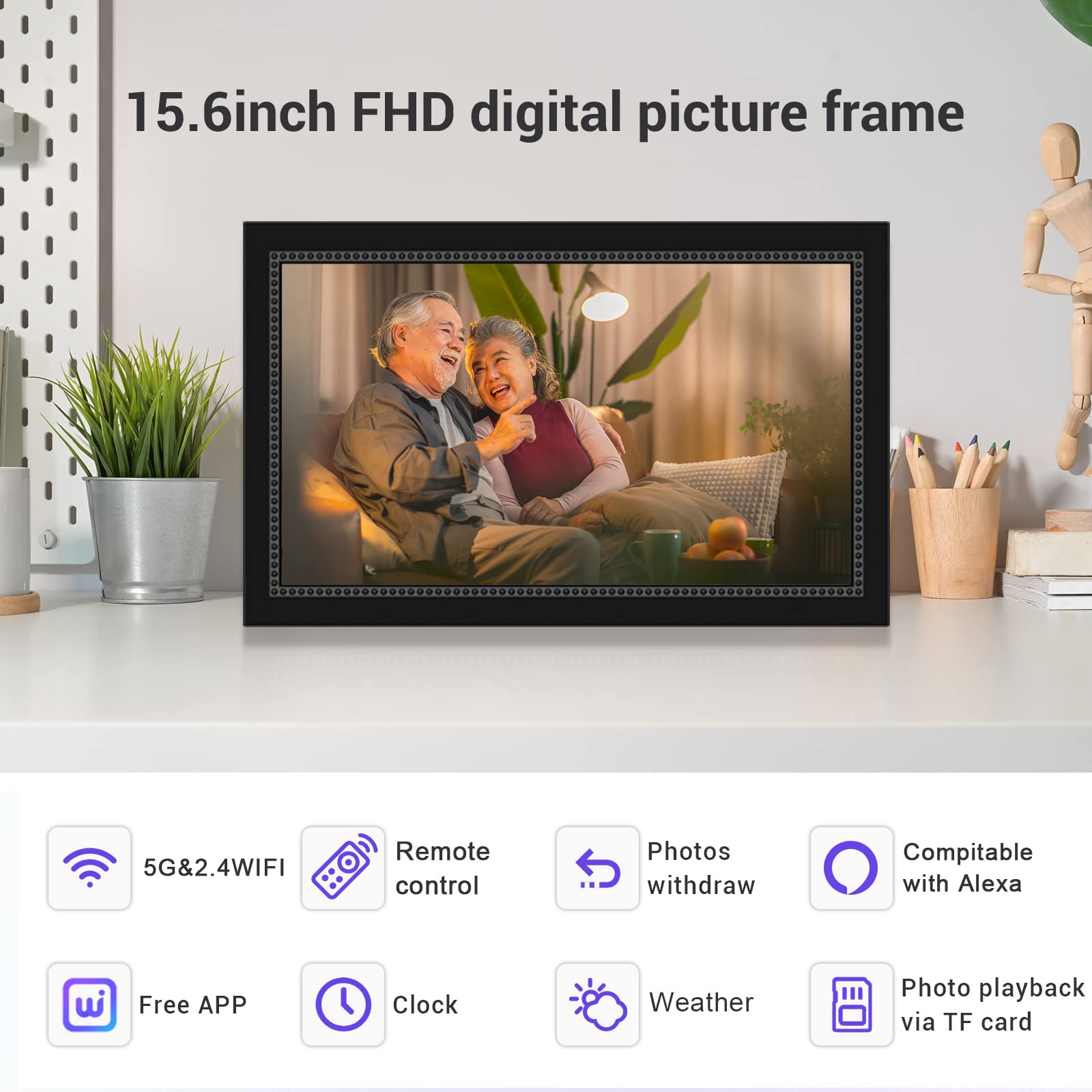 10.1'' Digital Picture Frame，Smart Digital Photo Frame with 1280x800 IPS Touch Screen, Auto-Rotate and Slideshow, Easy Setup to Share Moments Via APP from Anywhere Anytime