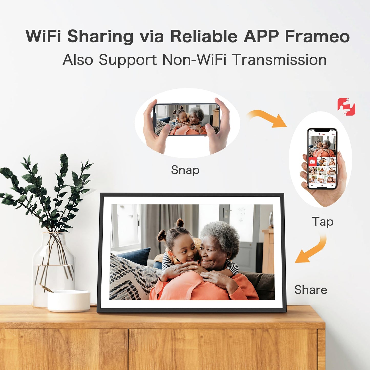 Digital Picture Frame WiFi, 10.1 Inch Frameo Digital Photo Frame 32GB Memory, 1280 * 800 Touch Screen, Auto-Rotate, Share Pictures Videos Instantly, Wedding, Birthday, Gift for Mom, Dad, Grandparents