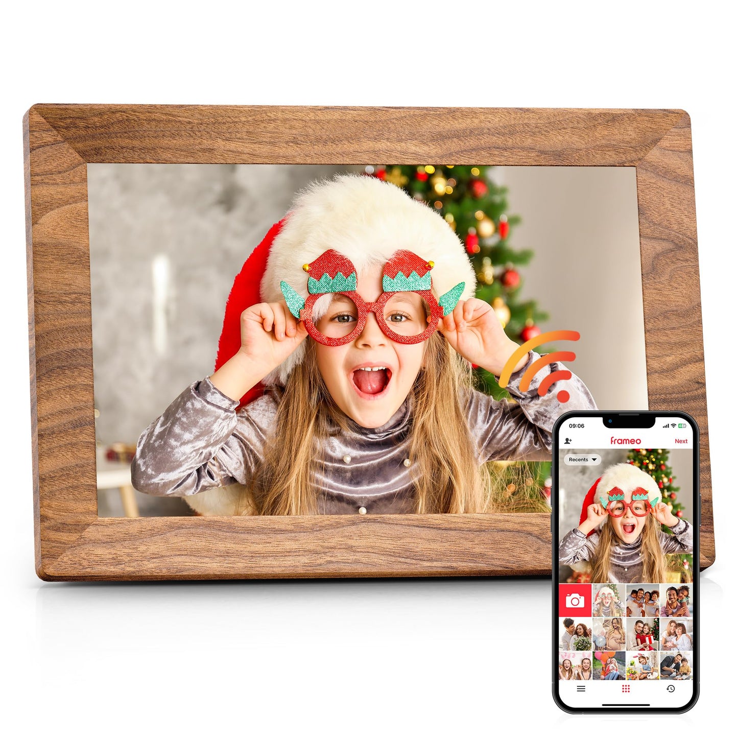 Frameo 10.1" WiFi Digital Picture Frame with 32GB Memory, 1280 x 800 IPS HD Touch Screen Electronic Photo Frame, Auto-Rotate, Slideshow, Wall Mountable, Share Photos/Video Remotely Anywhere