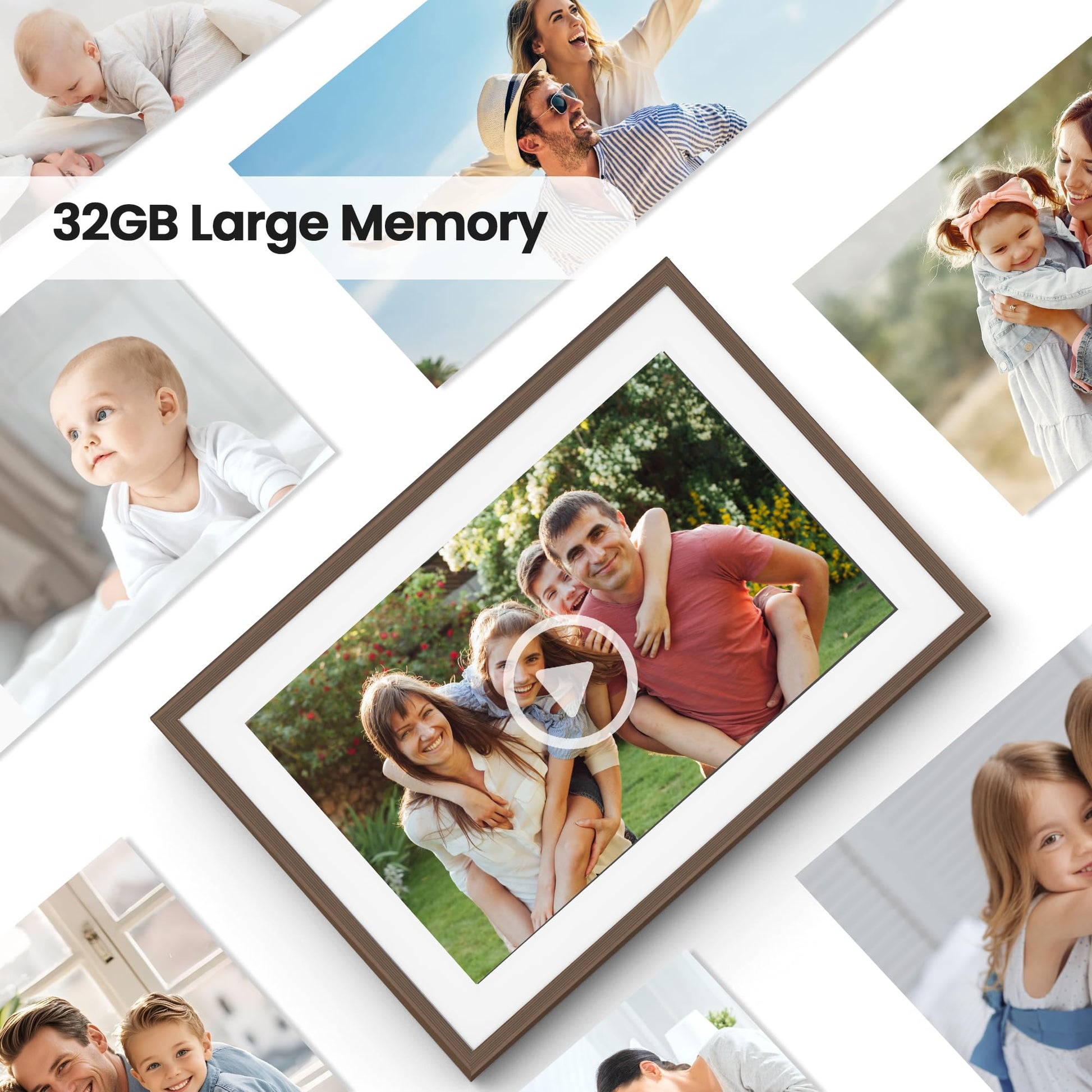 Frameo 10.1 Inch WiFi Digital Picture Frame, Smart Cloud Electronic Photo Frame with HD IPS Touch Screen Slideshow 32GB Memory Auto-Rotate Wall Mount, Share Photos/Videos from Phone by Frameo App