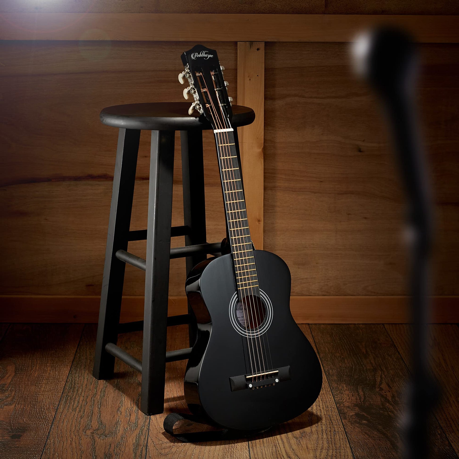 Ashthorpe 30-inch Beginner Acoustic Guitar Package (Black), Basic Starter Kit w/Gig Bag, Strings, Strap, Tuner, Picks