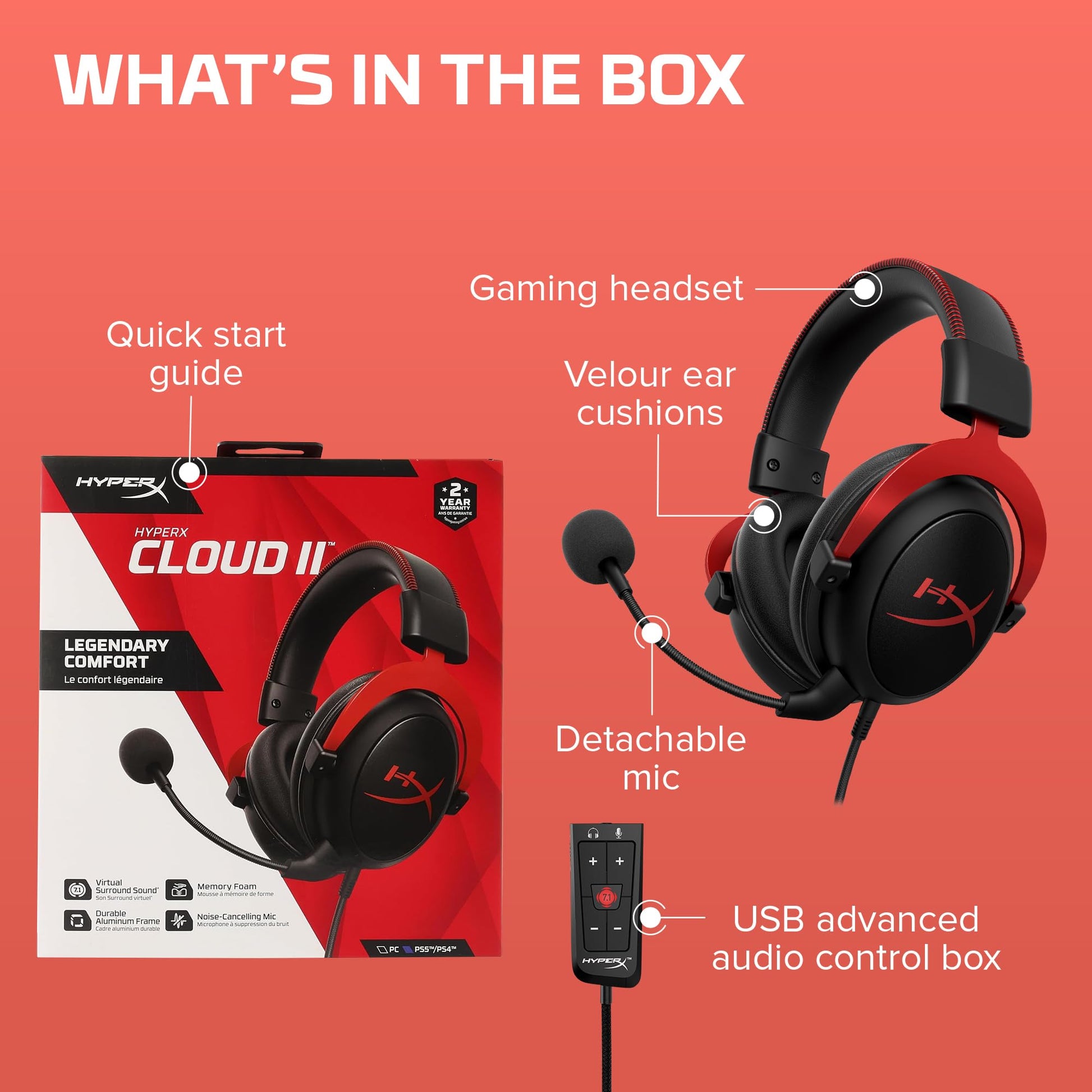 HyperX Cloud II Wireless Gaming Headset - Red