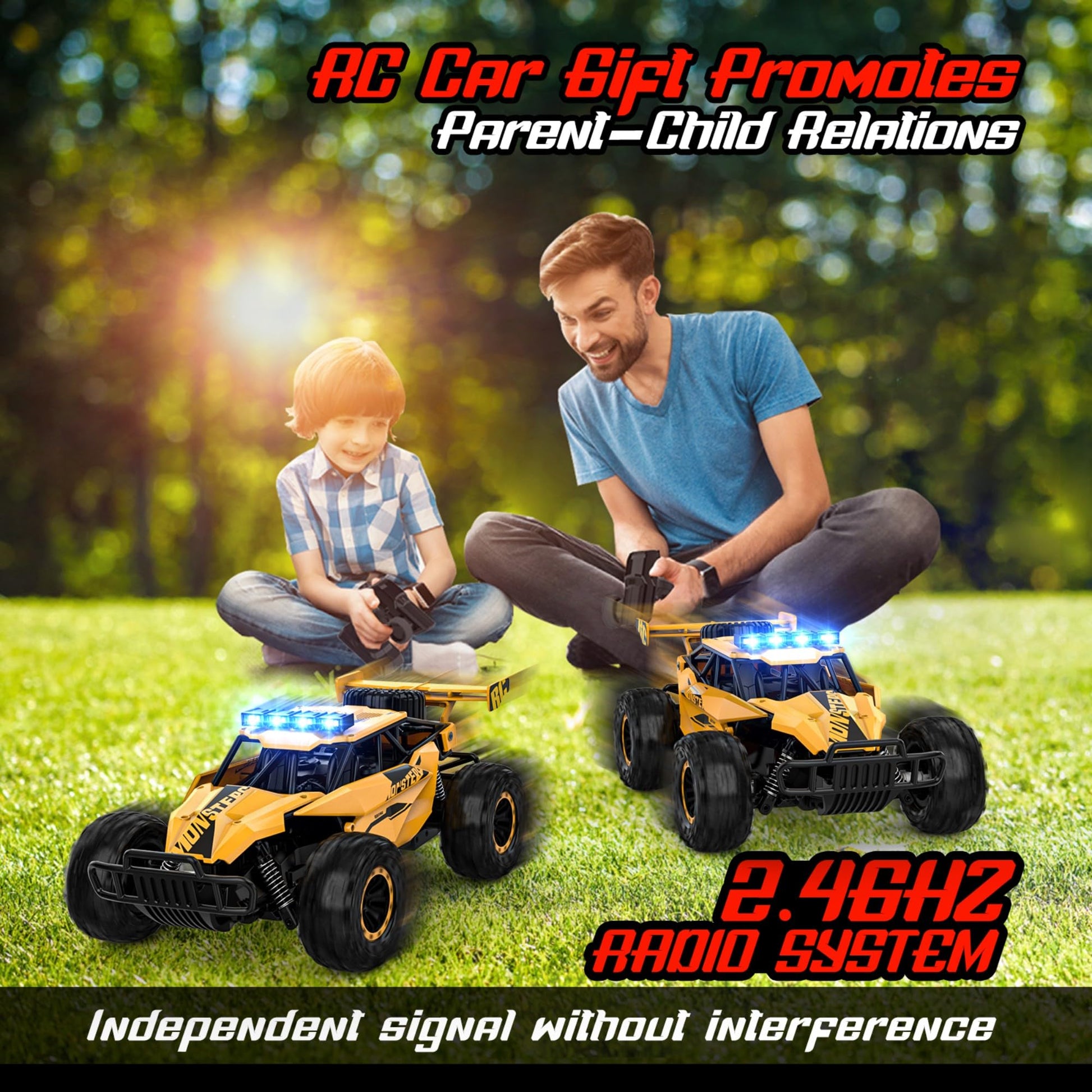 BLUEJAY Remote Control Car, 2.4GHz High Speed 33KM/H RC Cars Toys, 1:12 Monster RC Truck Off Road with LED Headlight and Rechargeable Battery Gifts for Adults Boys 8-12