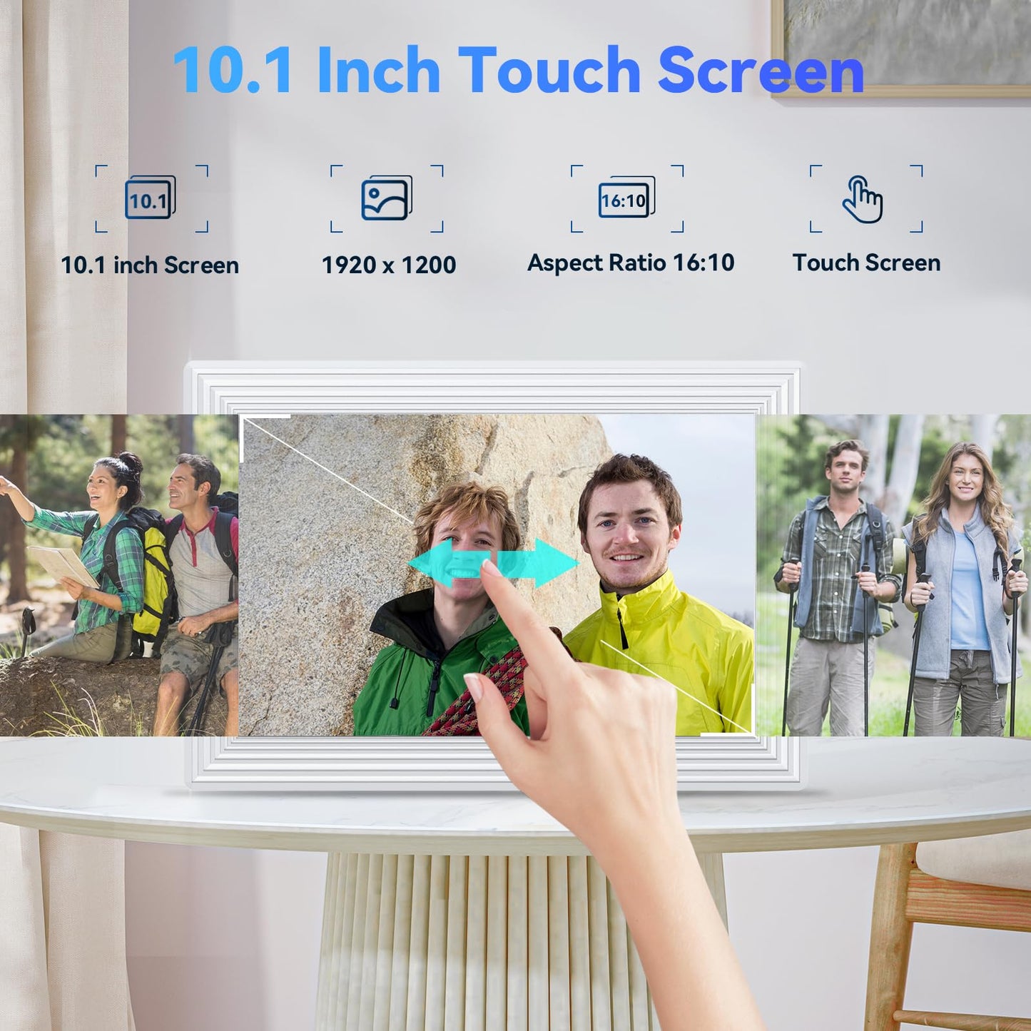 Digital Picture Frame 10.1 Inch WiFi Digital Photo Frame,1280 * 800 HD IPS Touch Screen Smart Cloud Photo Frame, to Share Photos Or Videos Remotely Via APP Email (Black)