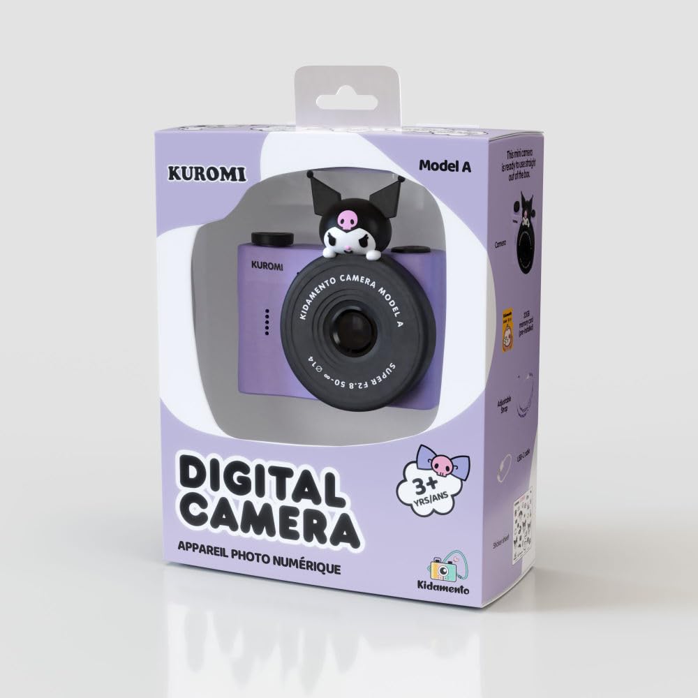 Kuromi Mini Kids Digital Camera &amp; Video Camcorder by Kidamento, 32GB Memory Card, Adjustable Soft Strap Lanyard, Scavenger Hunt Momento Book - Model A Kuromi