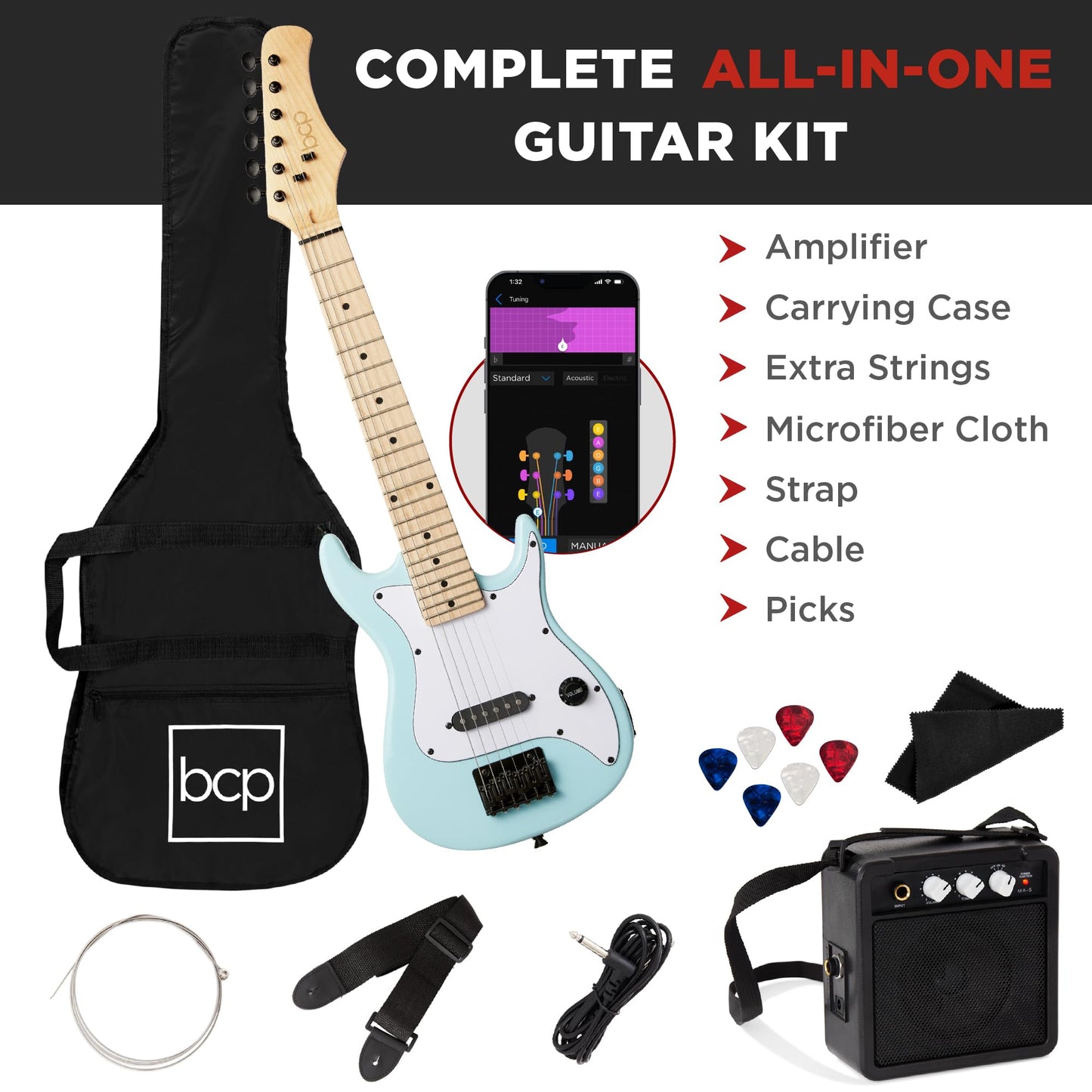 Best Choice Products 30in Beginners Electric Guitar Beginner Starter Kit w/ 5W Amplifier, Strap, Gig Bag, Strings, Picks - Black