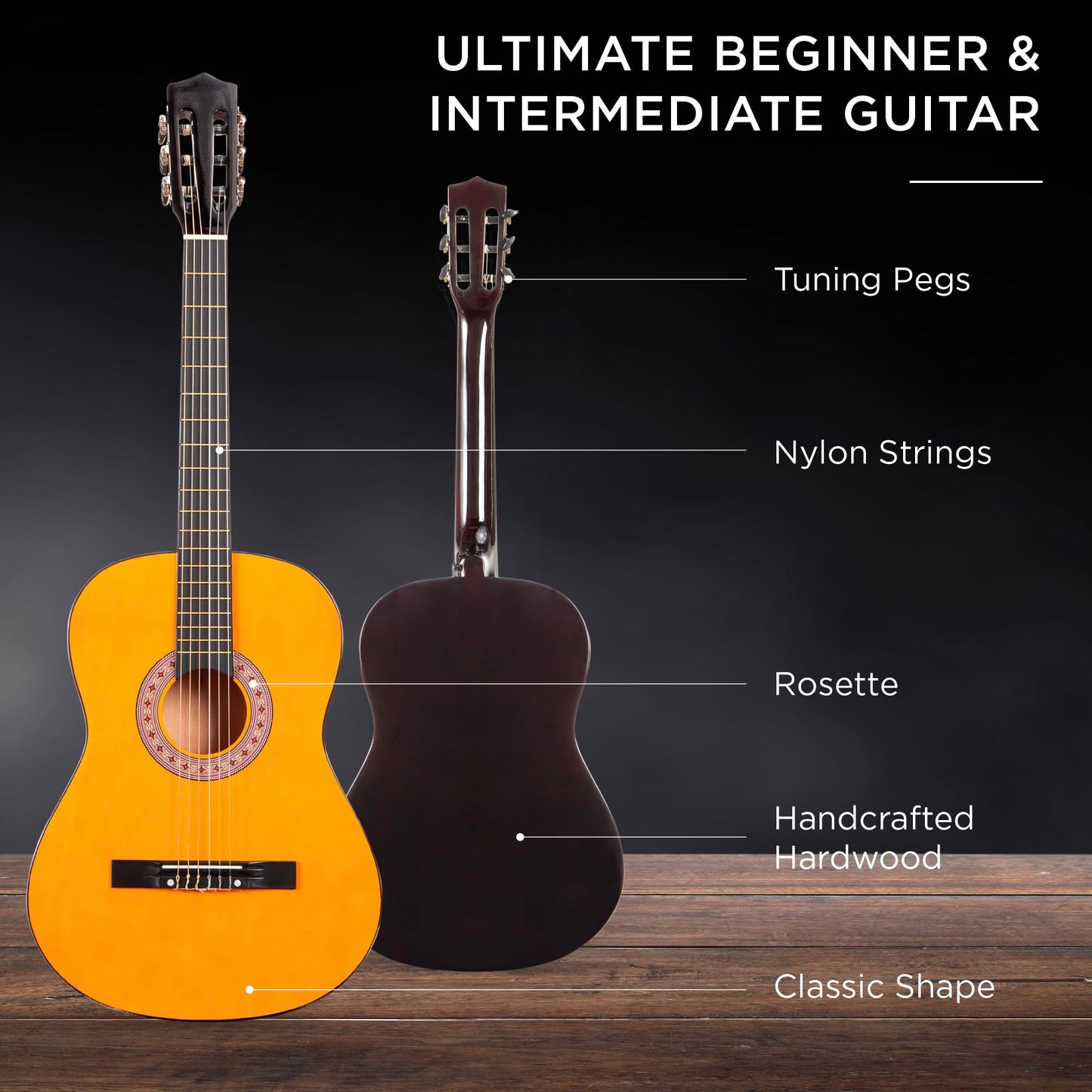 Best Choice Products 30in Kids Acoustic Guitar, All-in-One Beginner Starter Kit w/Strap, Case, Extra Strings, Rosette Inlay - Black