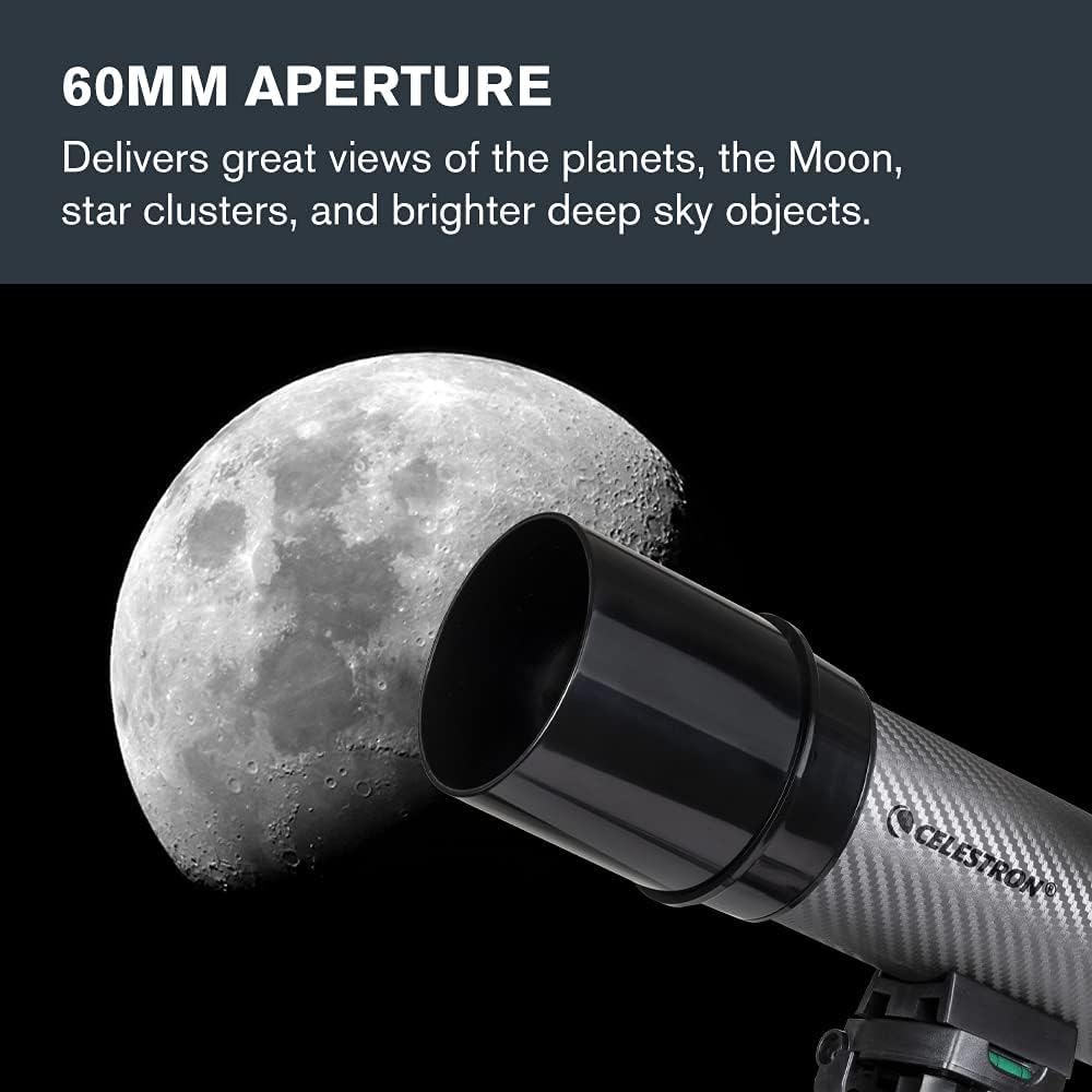 Celestron - 50mm Travel Scope - Portable Refractor Telescope - Fully-Coated Glass Optics - Ideal Telescope for Beginners - Bonus Astronomy Software Package