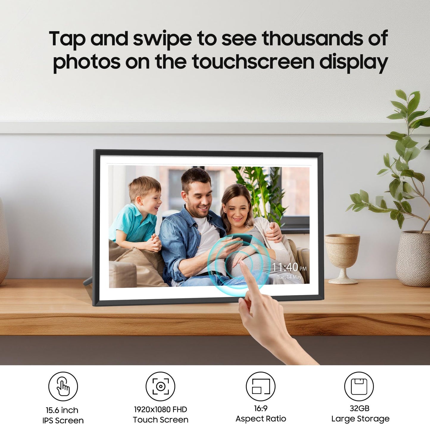 10.1" Digital Picture Frame Powered by Nixplay, Share Photos/Videos via Nixplay App, WiFi Digital Photo Frame with 32GB, Support Alexa Google Photos, Free Cloud Storage, Auto Rotate, Gifts for Mom