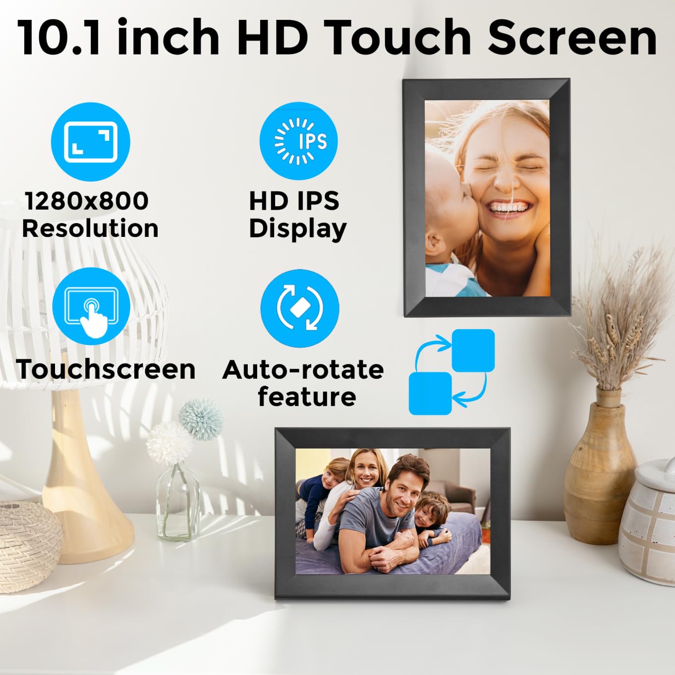 PhotoSpringㅤ 10 inch WiFi Digital Picture Frame | Send Photos by Email, Web or Our Free App | Electronic Picture Frame with Touchscreen &amp; 32GB Internal Memory | Easy Setup | Play Videos up to 5 min