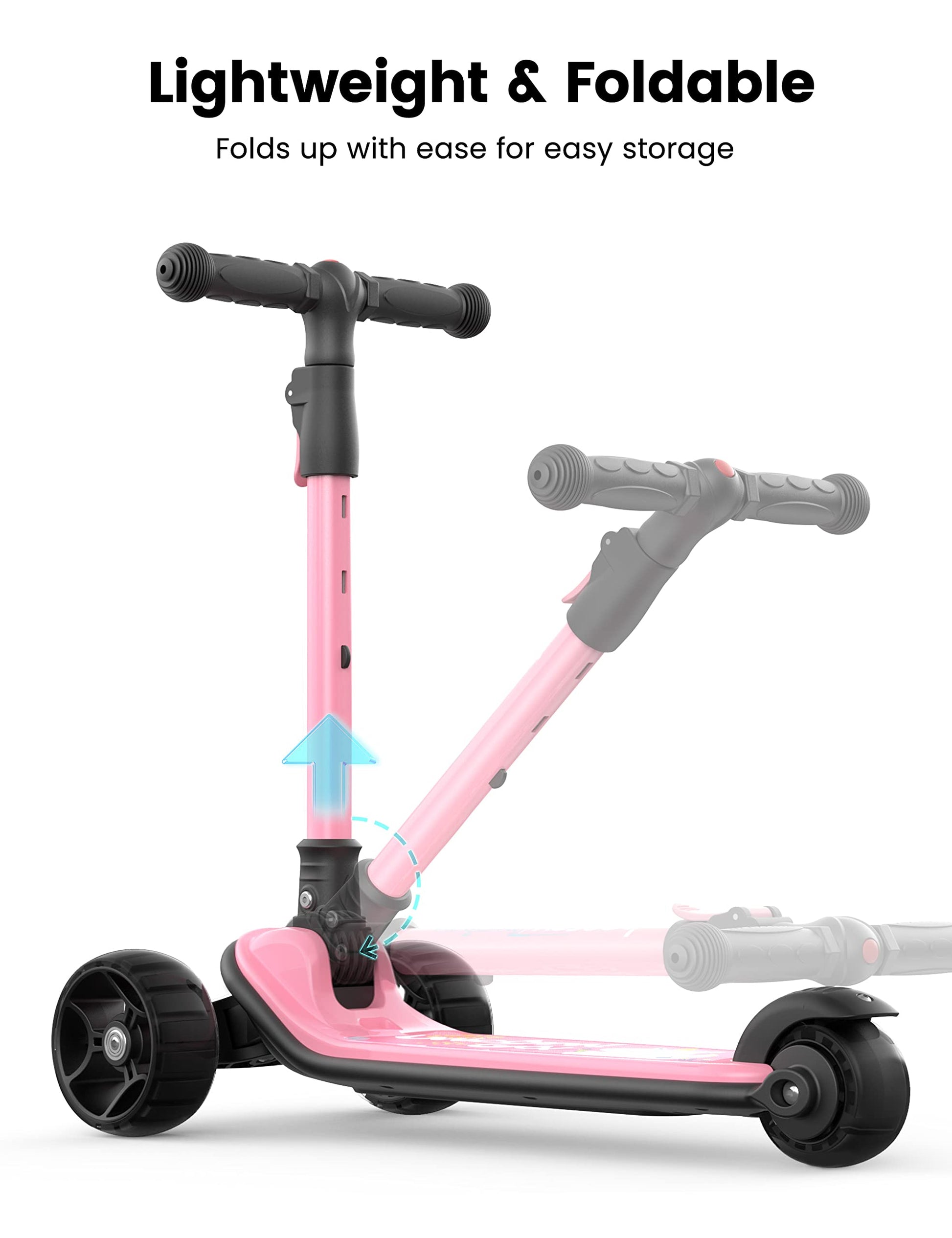 besrey Kick Scooter for Kids Ages 3-10, 3 Wheel Scooter for Kids with Adjustable Height, Folding Kids Scooter with LED Light Wheels Rear Brak Extra Wide Deck Outdoor Activities for Boys/Girls