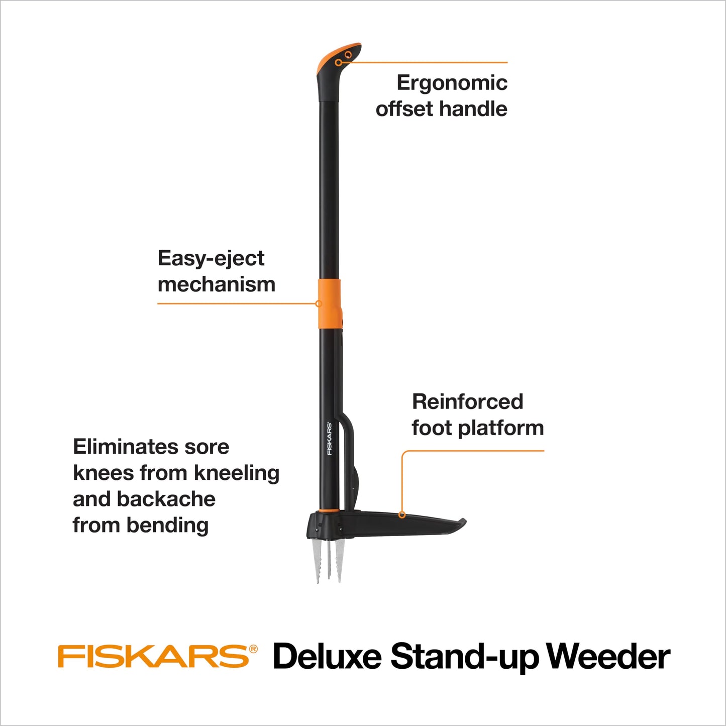 Fiskars 3-Claw Stand Up Weed Puller Tool, Gardening Hand Weeding Tool with 39" Long Ergonomic Handle with Easy-Eject Mechanism