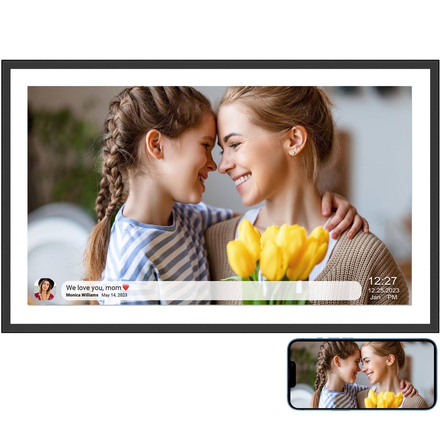 FRAMEO Digital Photo Frame WiFi 32GB 10.1 Inch 1280x800 IPS Touch Screen Digital Picture Frame Easy Setup Share Photo or Video via Frameo APP