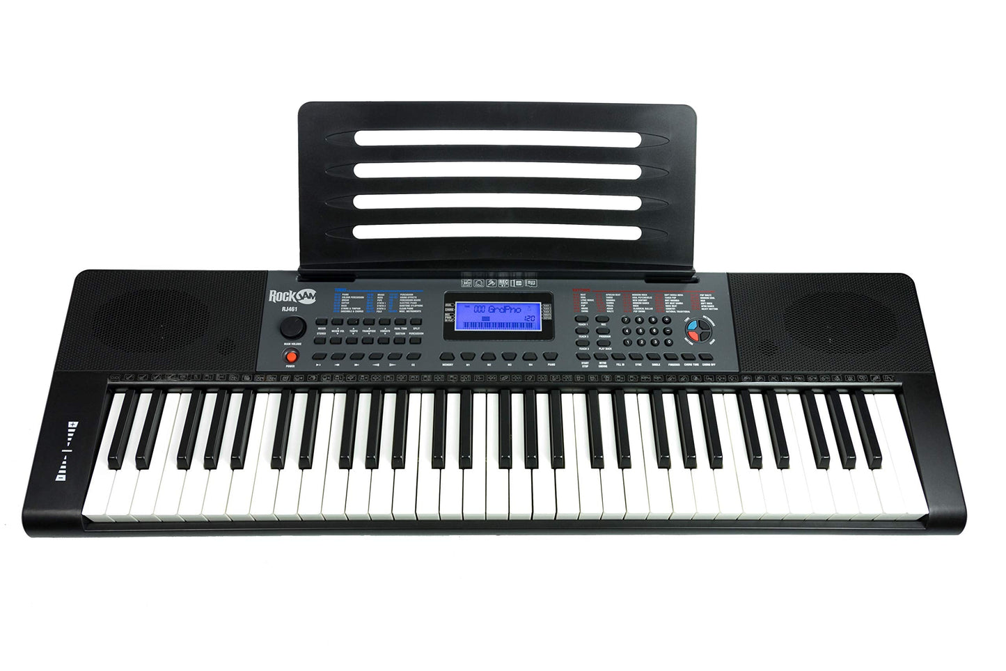 RockJam 61 Key Keyboard Piano with Pitch Bend, Power Supply, Sheet Music Stand, Piano Note Stickers &amp; Simply Piano Lessons