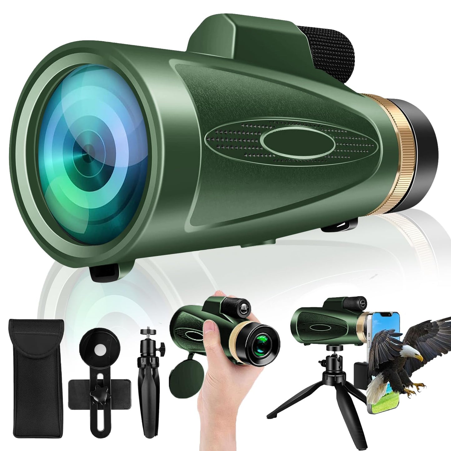 Monocular-Telescope 80x100 HD for Adults Larger Vision Monoculars High Powered Smartphone Monocular for Bird Watching Hunting Hiking Camping Wildlife