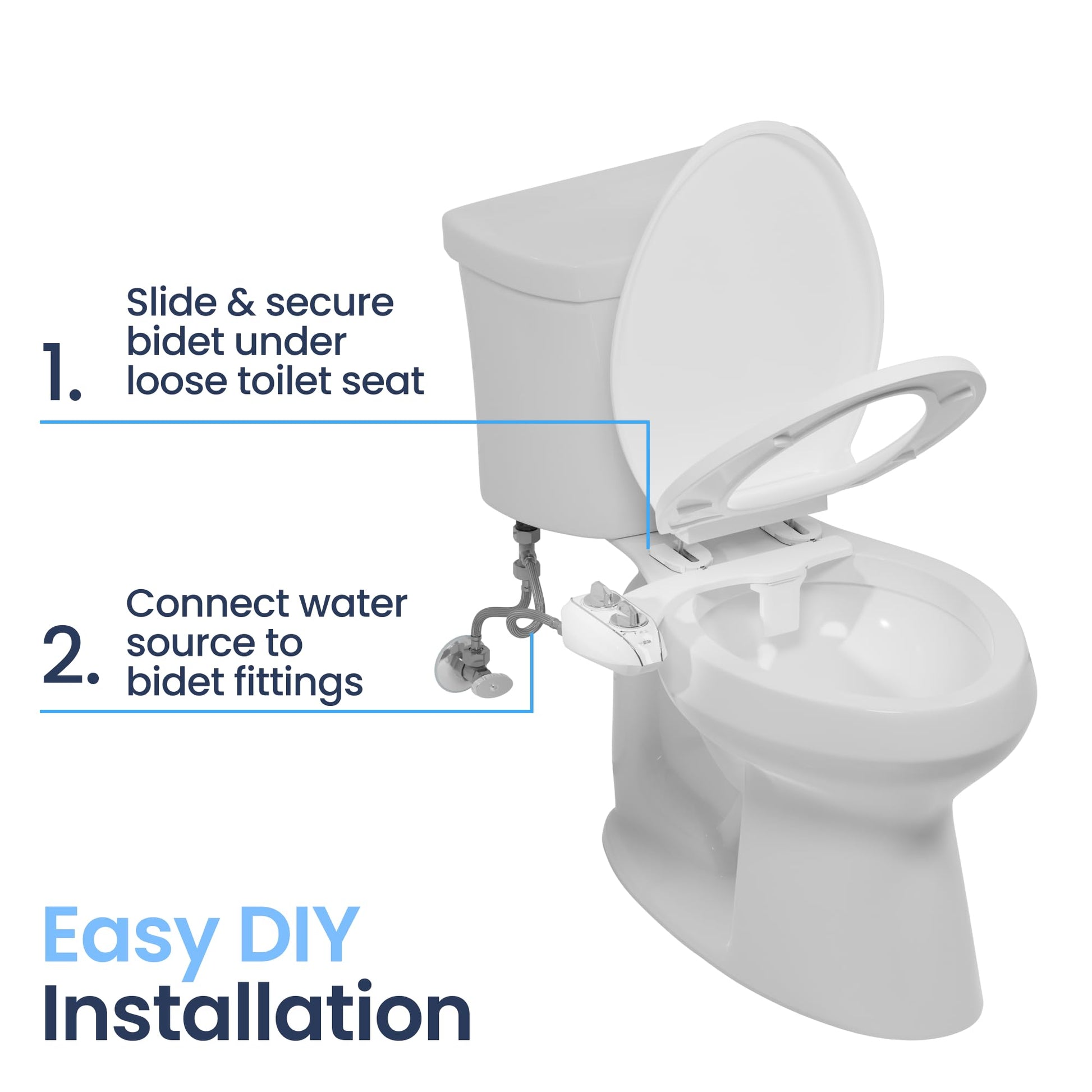 LUXE Bidet NEO 185 Plus - Patented Bidet Attachment for Toilet Seat, Innovative Hinges to Clean, Slide-in Easy Install, Advanced 360° Self-Clean, Dual Nozzles, Feminine &amp; Rear Wash (Chrome)