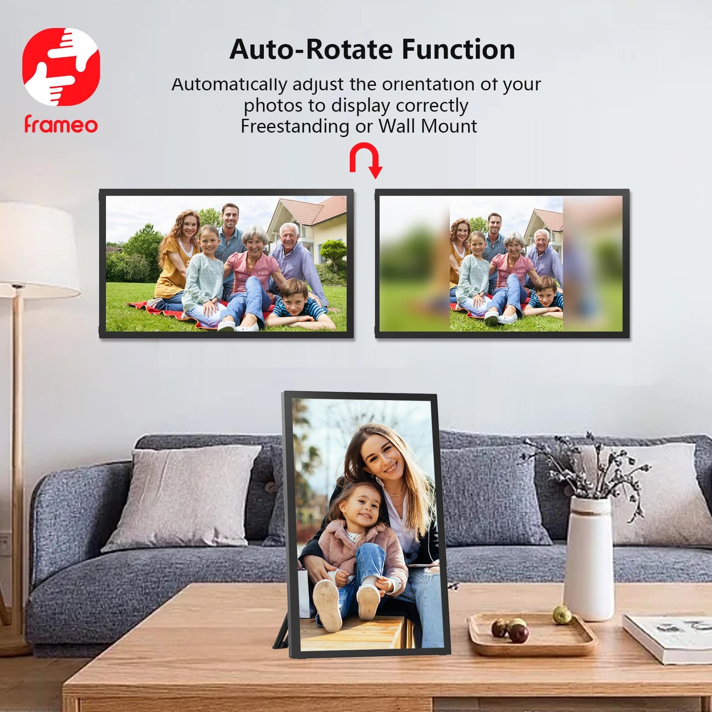 FRAMEO Digital Photo Frame, 10.1 Inch WiFi Digital Picture Frame with 1280x800 IPS HD Touch Screen, 32GB Storage Auto-Rotate Wall Mountable Easy Share Photos or Videos via Frameo App from Anywhere