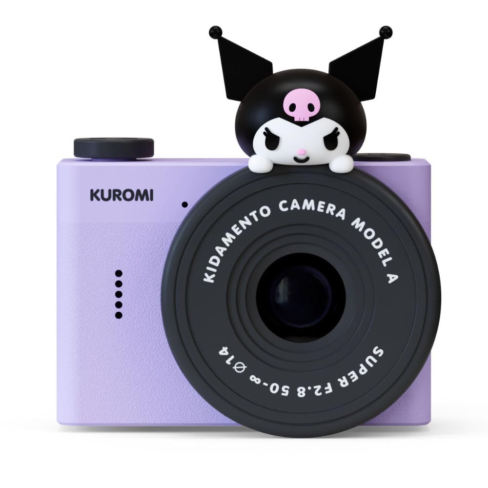 Kuromi Mini Kids Digital Camera &amp; Video Camcorder by Kidamento, 32GB Memory Card, Adjustable Soft Strap Lanyard, Scavenger Hunt Momento Book - Model A Kuromi