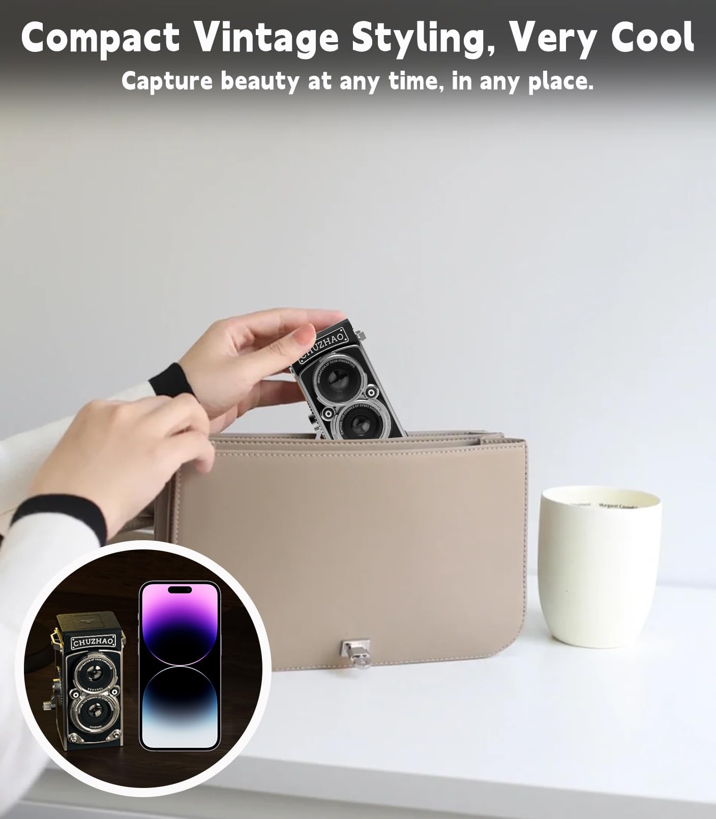 Digital Vintage Mini Camera, 1080P FHD Video, 12MP Autofocus, Point and Shoot Digital Camera with 16GB Card, Compact Small Vlogging Camera for Beginners Teens Adults Kids