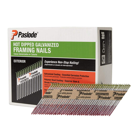 Paslode Hot Dipped Galavanized Framing Nails - 650385 - HDG 30 Degree Round Head - 3 inch x .120 Gauge - 2,000 per Box - For Paslode Framing Nailers