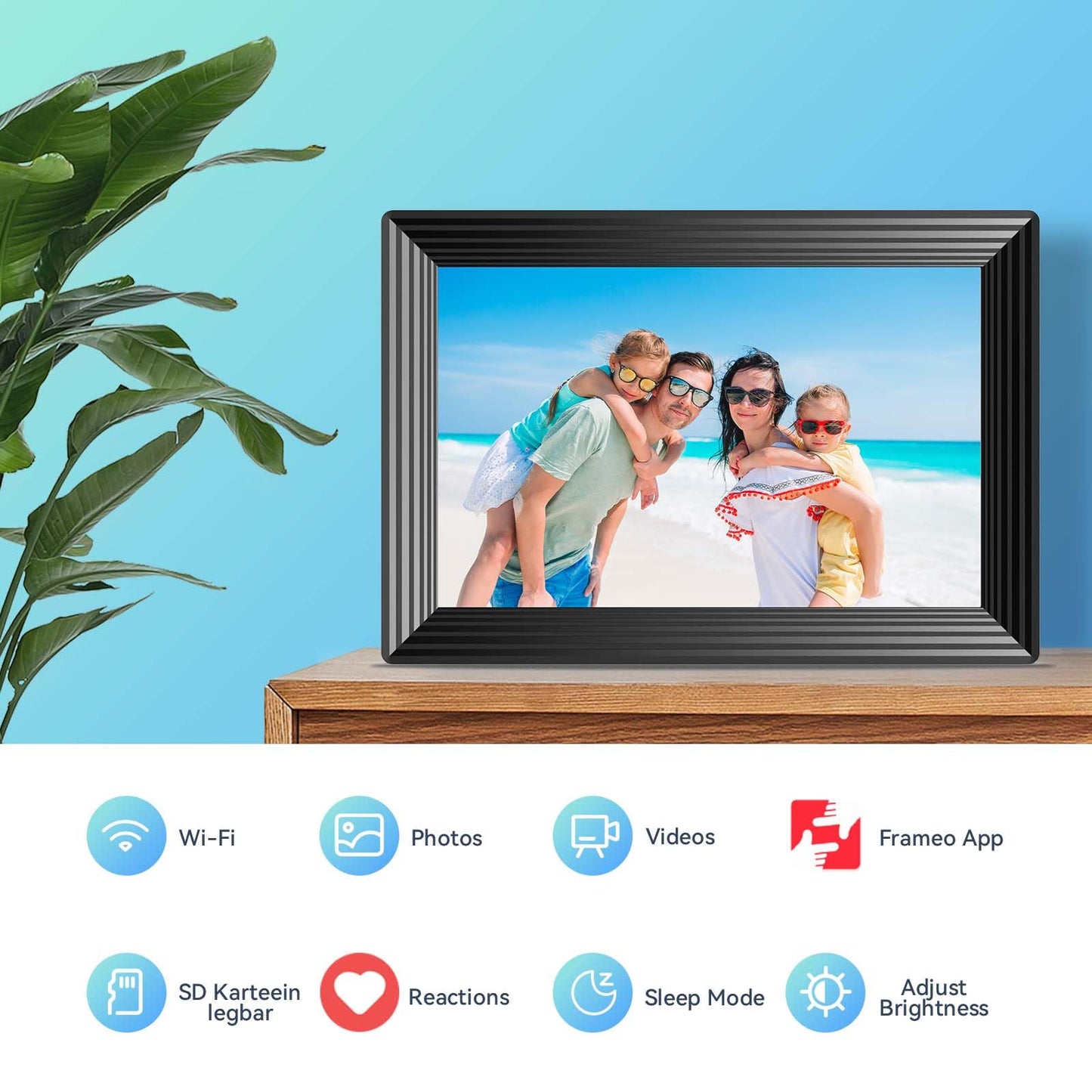 Frameo 10.1" WiFi Digital Picture Frame, Smart Digital Photo Frame with 16GB Storage, 1280x800 IPS HD Touch Screen, Auto-Rotate, Easy Setup to Share Photos or Videos Remotely via App from Anywhere