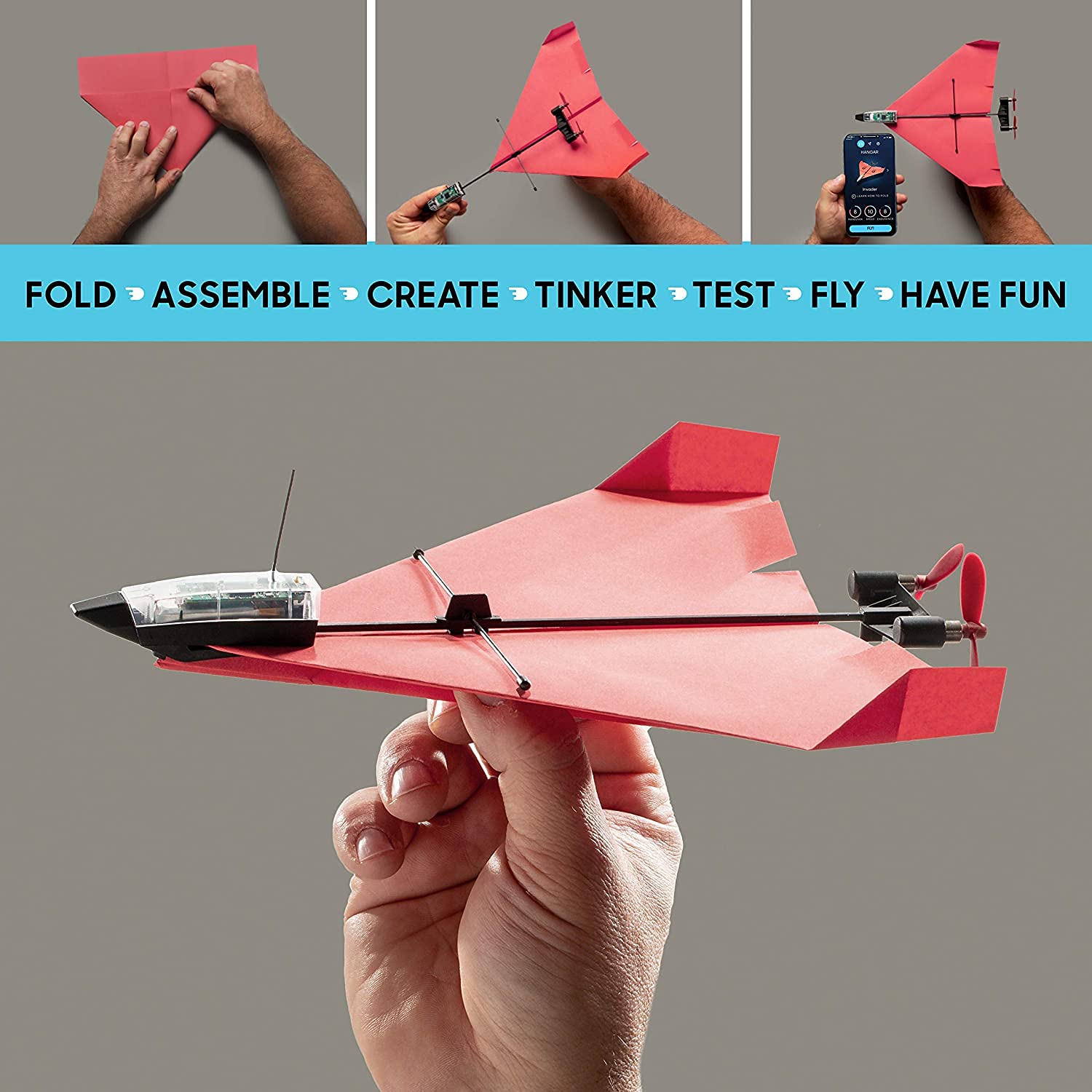 POWERUP 4.0 The Next-Generation Smartphone Controlled Paper Airplane Kit, RC Controlled. Easy to Fly with Autopilot &amp; Gyro Stabilizer. for Hobbyists, Pilots, Tinkerers.