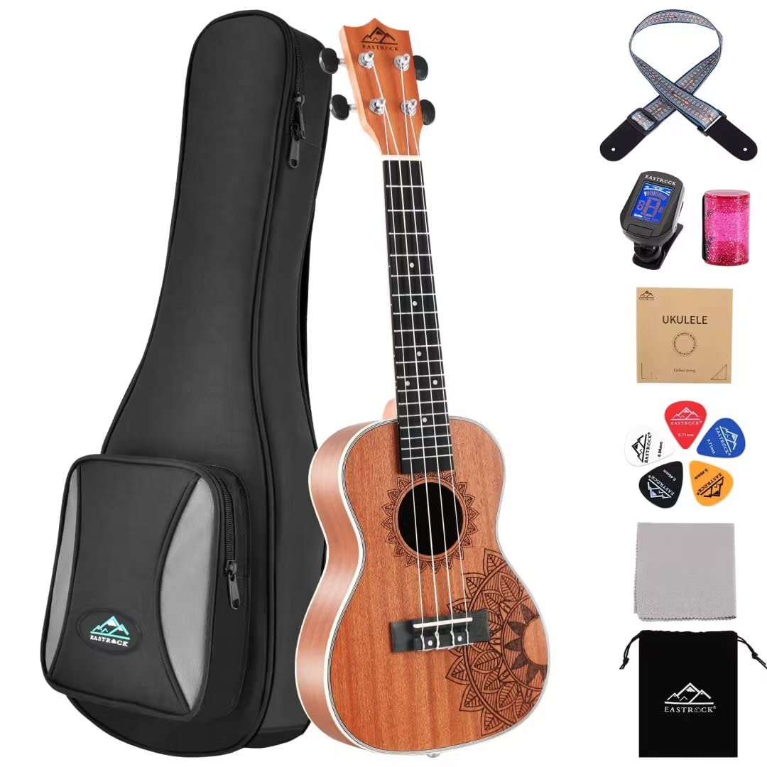 EASTROCK Concert Ukulele Mahogany Beginner 23 inch Ukelele Big Package Kit. Ukulele Ukalalee Suitable for adults, Beginners. (23-Mahogany)