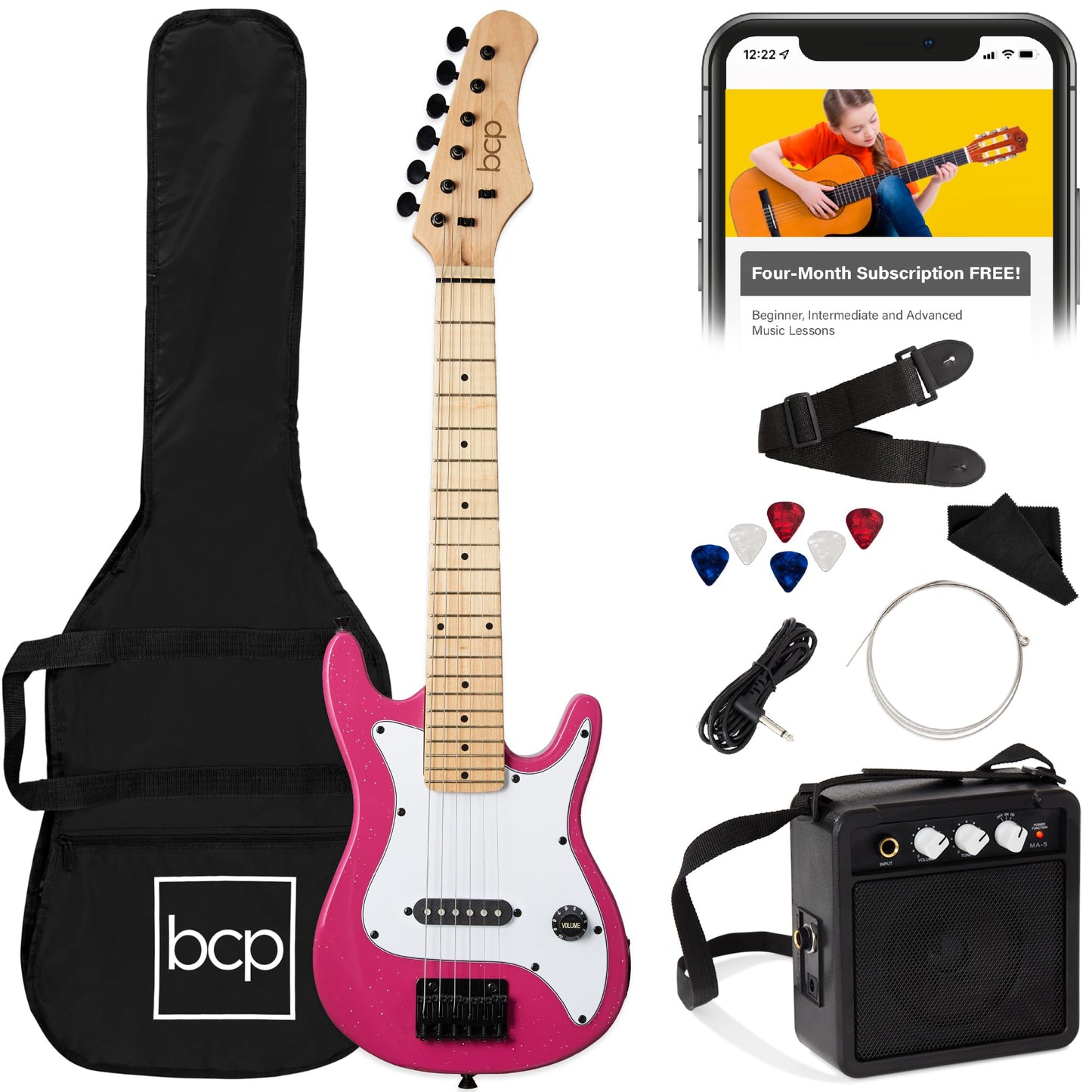 Best Choice Products 30in Beginners Electric Guitar Beginner Starter Kit w/ 5W Amplifier, Strap, Gig Bag, Strings, Picks - Black