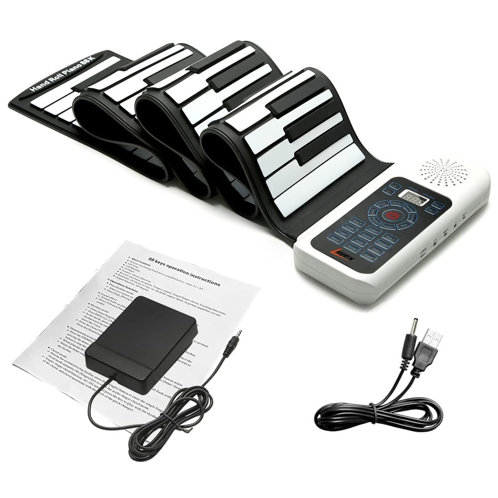 61 Keys Roll Up Piano keyboard piano Upgraded Portable Rechargeable Electronic Hand Roll Piano With Environmental Silicone Piano Keyboard for Beginners (Black)