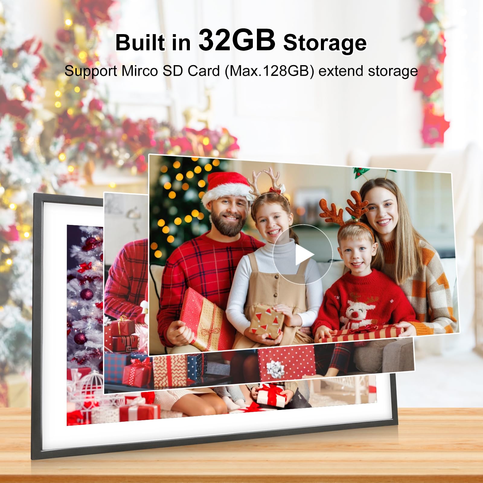 Frameo Digital Picture Frame WiFi -10.1 Inch Digital Photo Frame with 32GB Storage SD Card Slot Desktop,IPS Touch Screen, Auto-Rotate Slideshow Share Videos Photos Remotely Via App-White