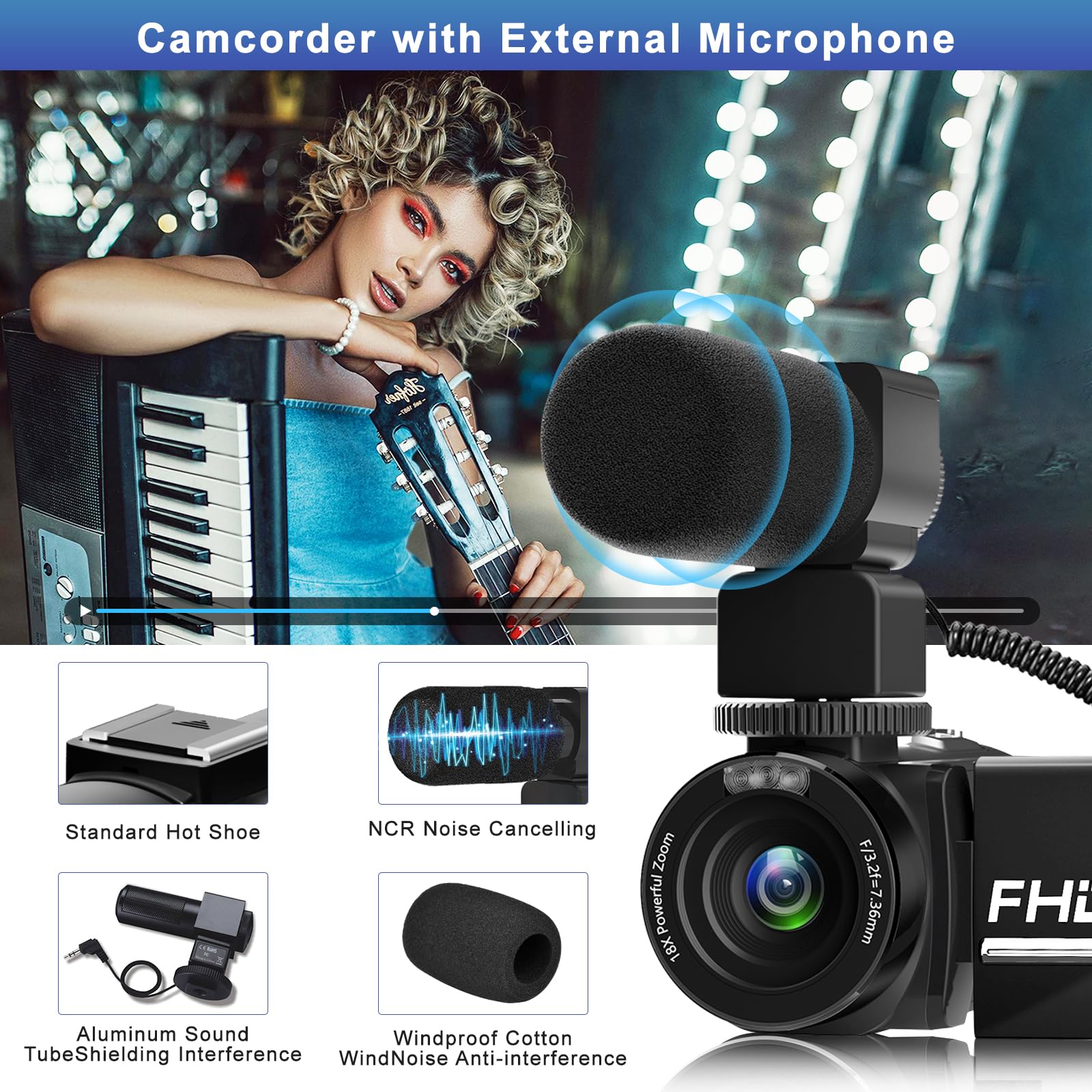 Video Camera, Full HD 1080P Camcorder 48MP YouTube Vlogging Camera Recorder 3.0 Inch 270° Rotation Screen 18X Digital Zoom with Remote Control, Microphone, Mini Tripod, 2 Battries, 32GB SD Card