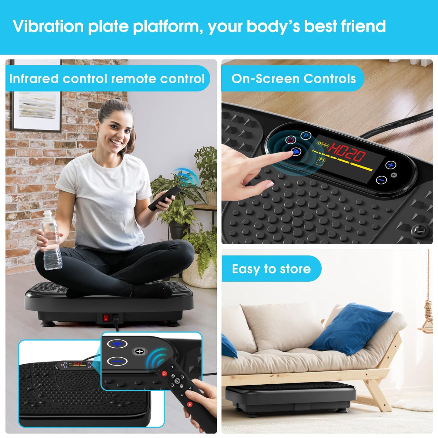 Vibration Plate Exercise Machine for Lymphatic Drainage Weight Loss,SoftGym Power Vibration Plate 300-400 Lbs Capacity Full Whole Body Workout Vibration Platform,Waver Vibration Plate for Home Fitness