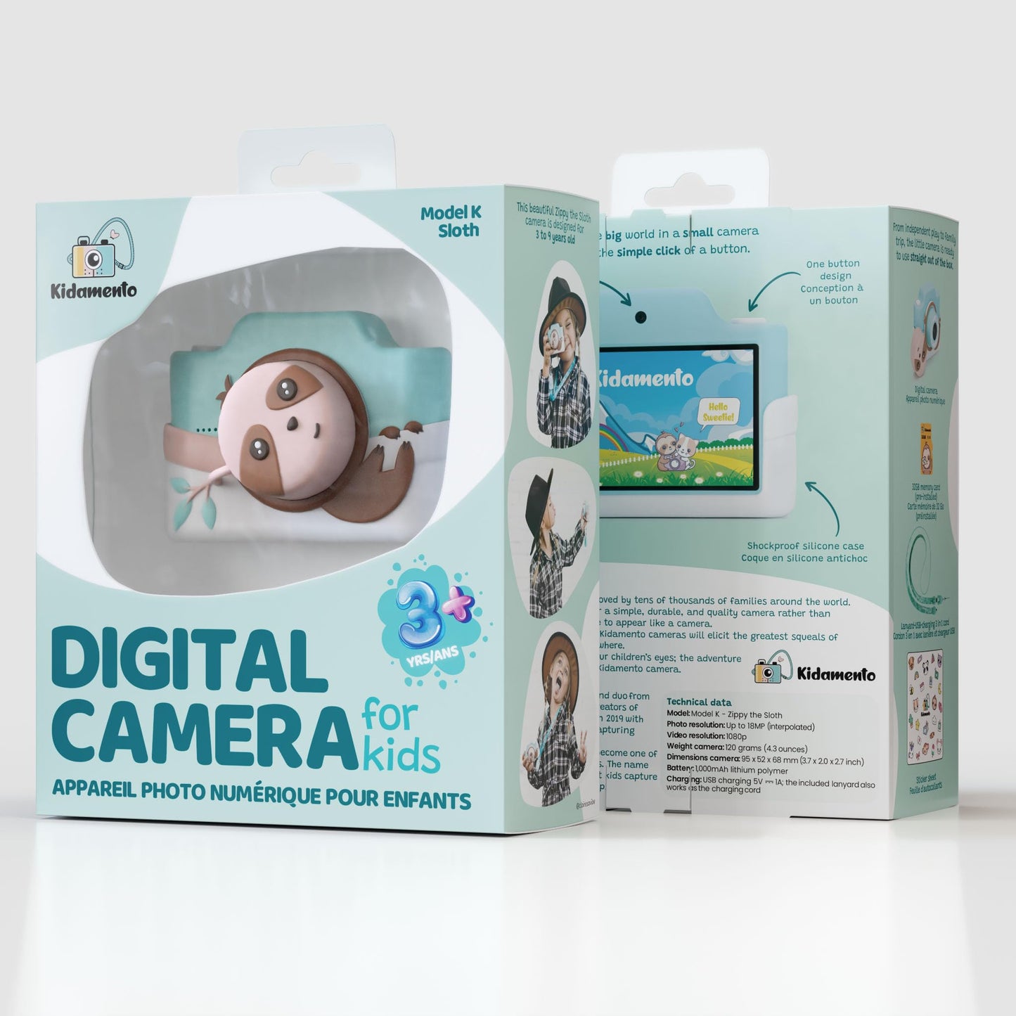 Kidamento Kids Digital Camera &amp; Video Camcorder with Touchscreen, Soft Silicone Casing, Detachable Lens Cap, 32GB Memory Card - Model K Meowie The Cat