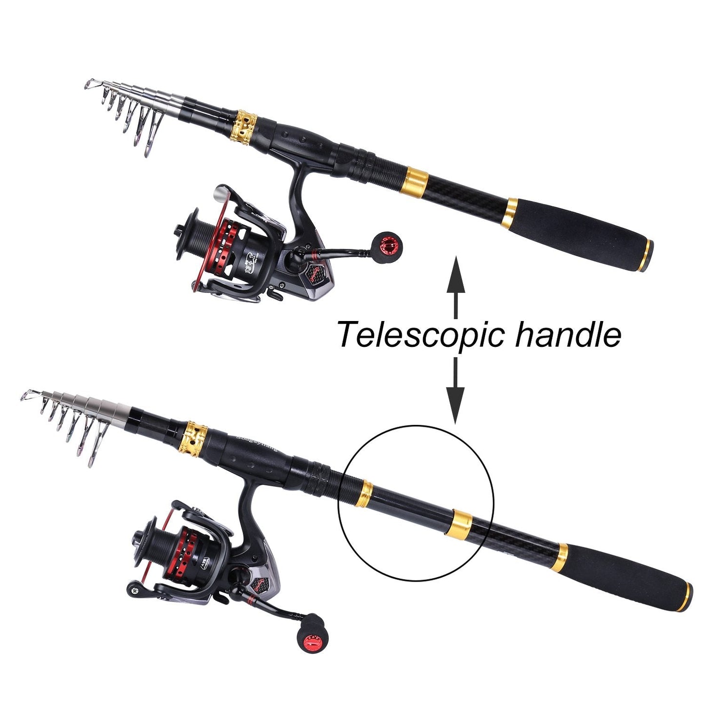 Sougayilang Fishing Rod Combos with Telescopic Fishing Pole Spinning Reels Fishing Carrier Bag for Travel Saltwater Freshwater Fishing