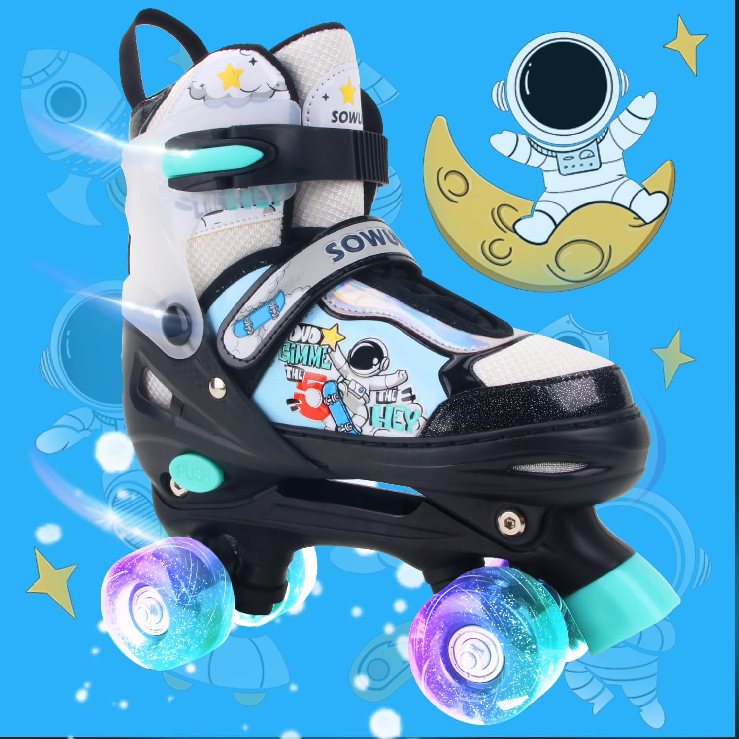 Sowume Adjustable Roller Skates for Girls and Women, All 8 Wheels of Girl's Skates Shine, Safe and Fun Illuminating for Kids