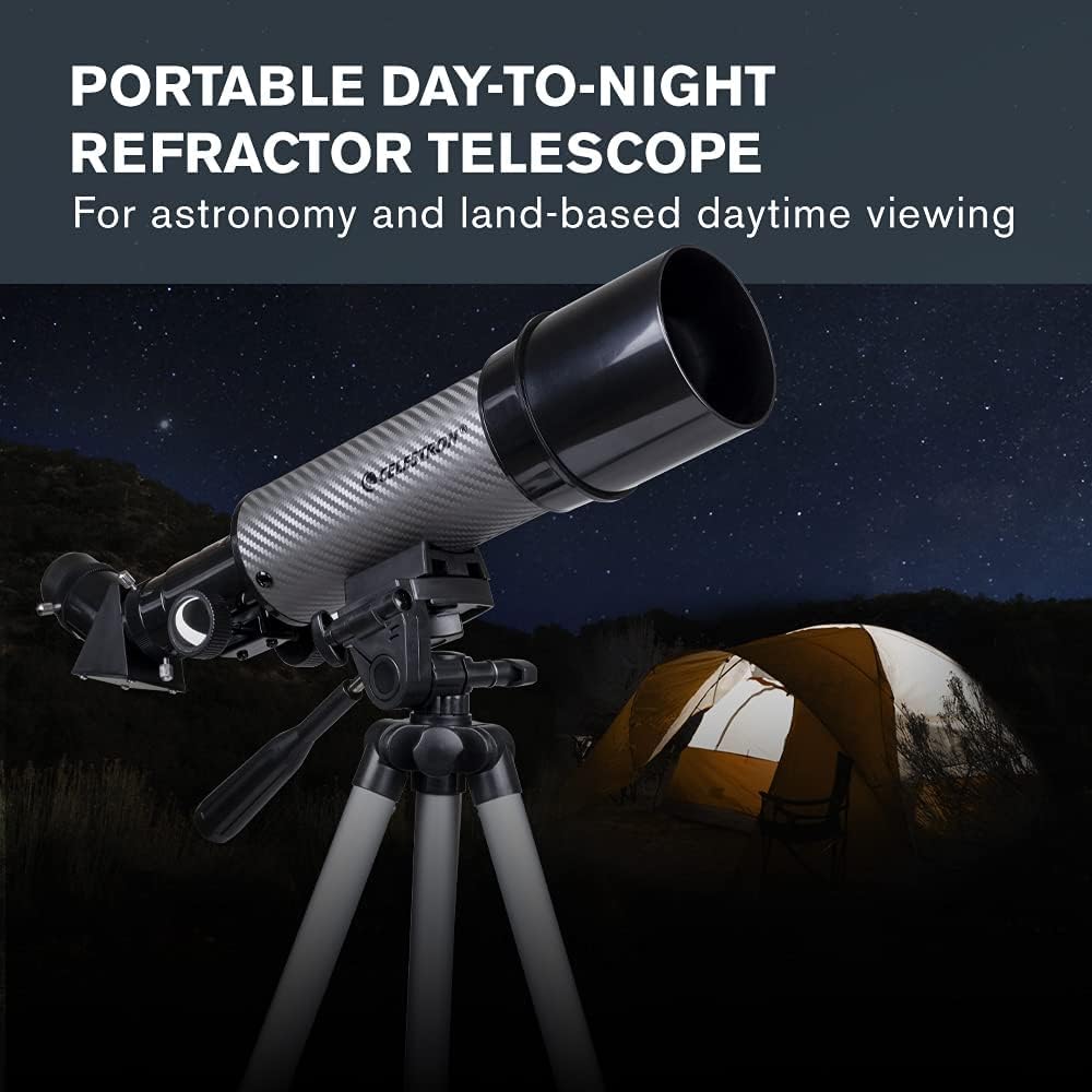 Celestron - 50mm Travel Scope - Portable Refractor Telescope - Fully-Coated Glass Optics - Ideal Telescope for Beginners - Bonus Astronomy Software Package