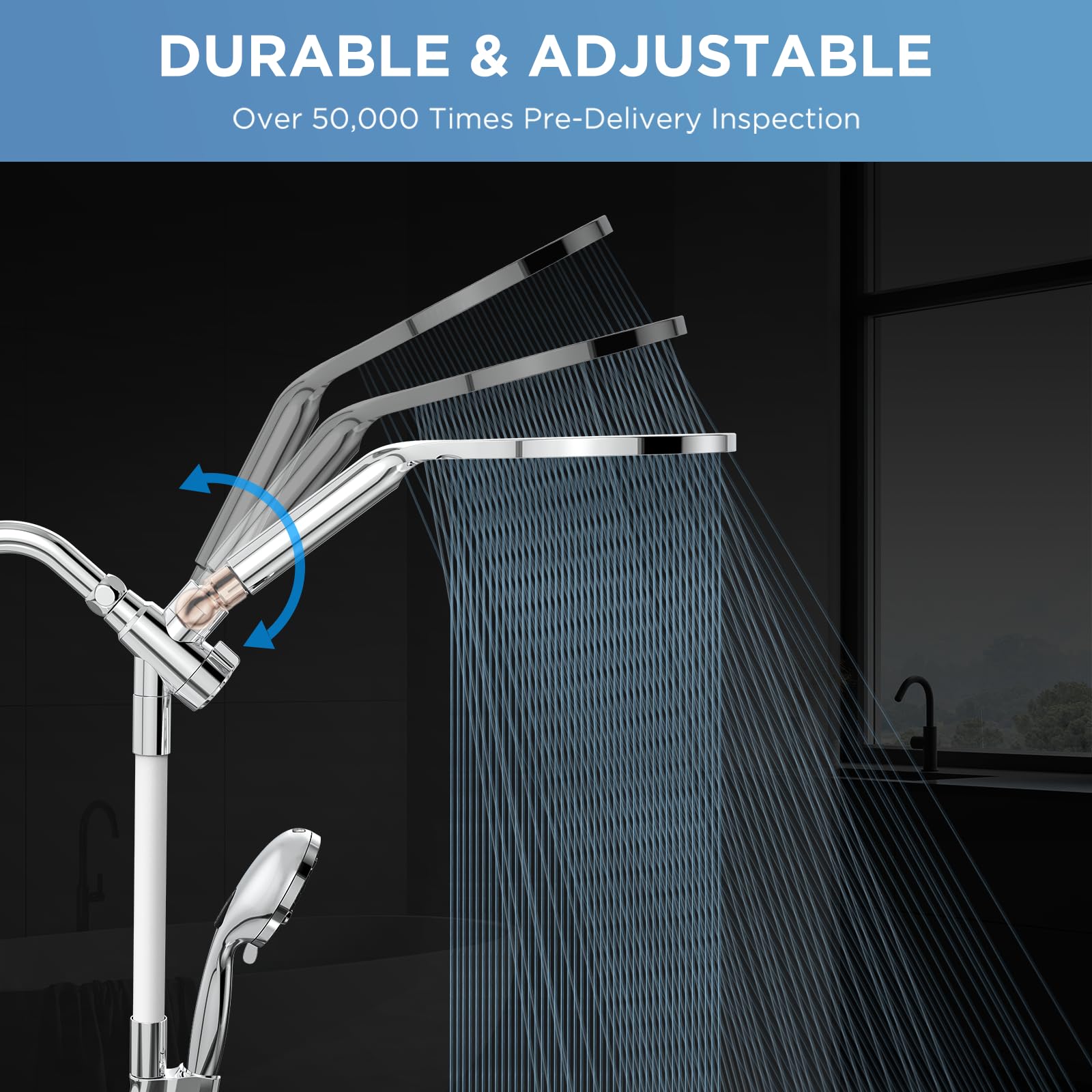 Dual Filtered Rain Shower Head Combo, High Pressure Handheld Shower Head with Adjustable Bar - Rainfall Shower Head And Showerhead with Filter for Hard Water - Removes Chlorine